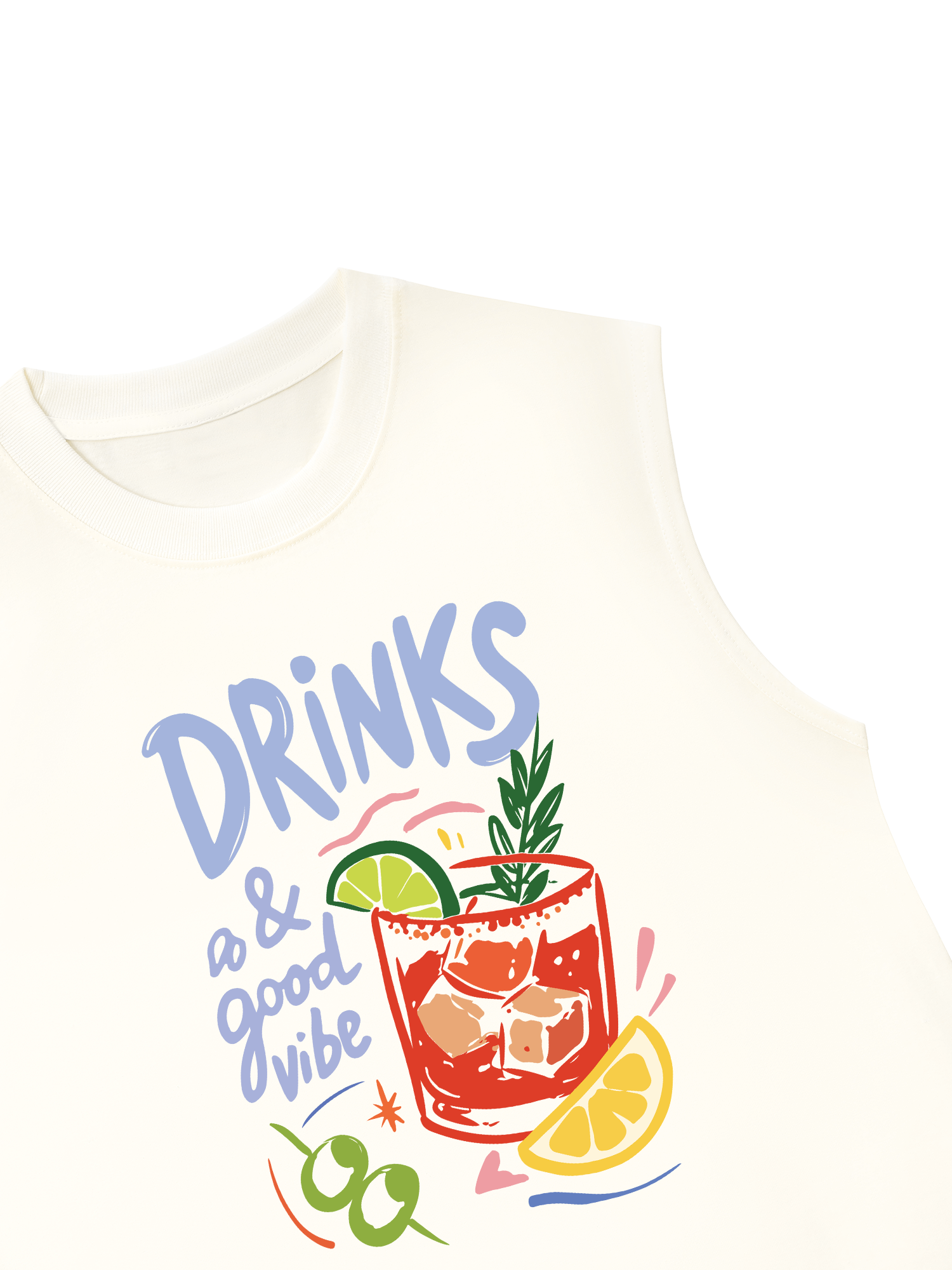 Áo Ba Lỗ Relaxed Fit Drinks a& Good Vibes