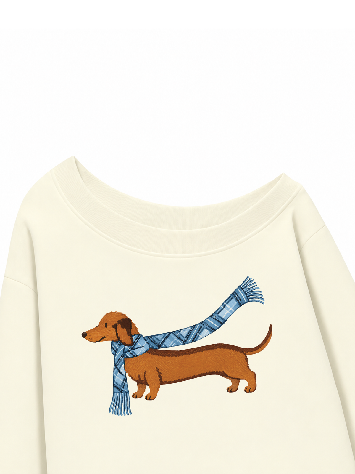 Áo Sweater Lệch Vai Nỉ Hai Da Blue Plaid Outfit Puppy