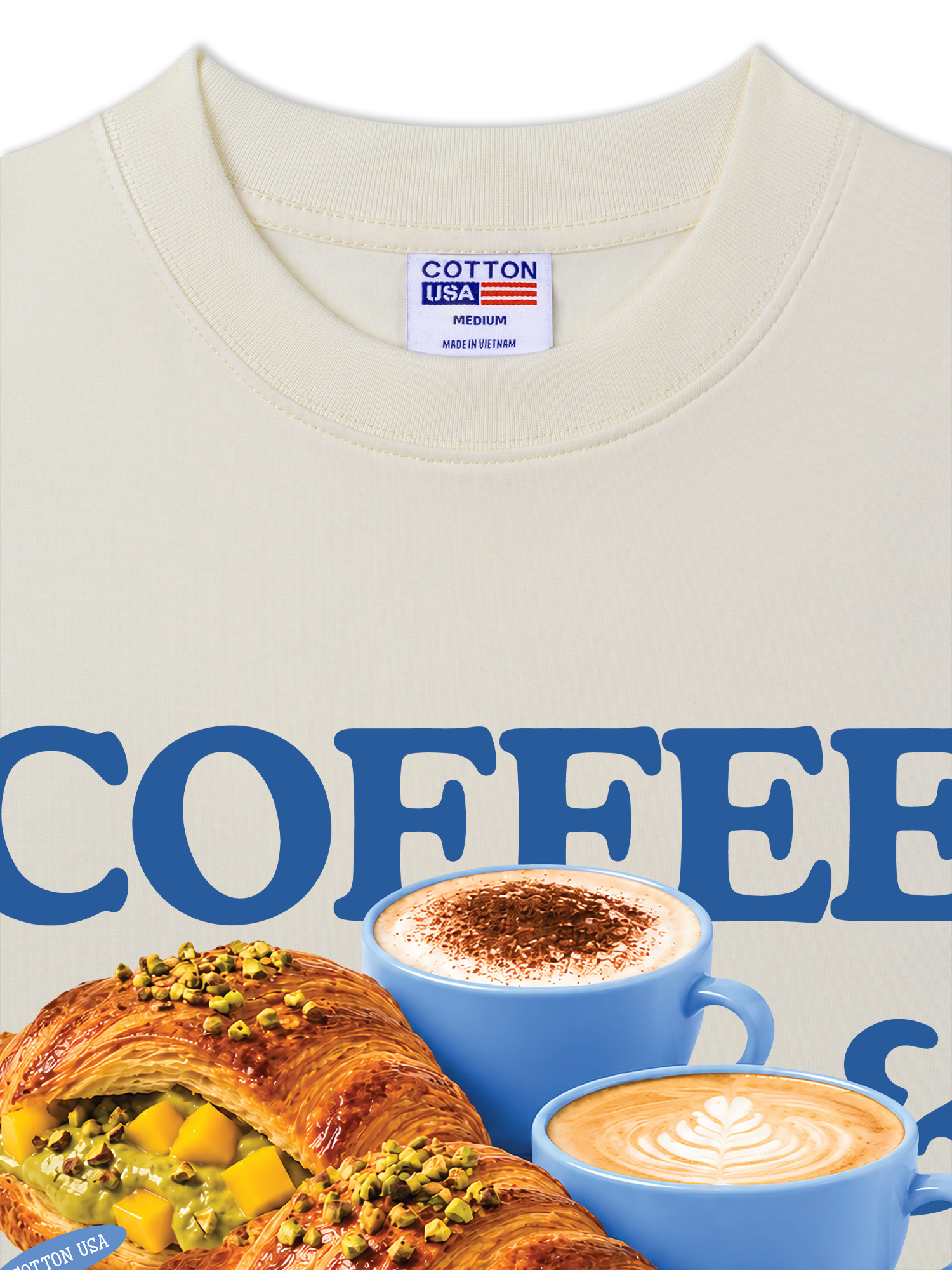 Áo Thun Relaxed Fit Yummy Mood Coffee Croissant