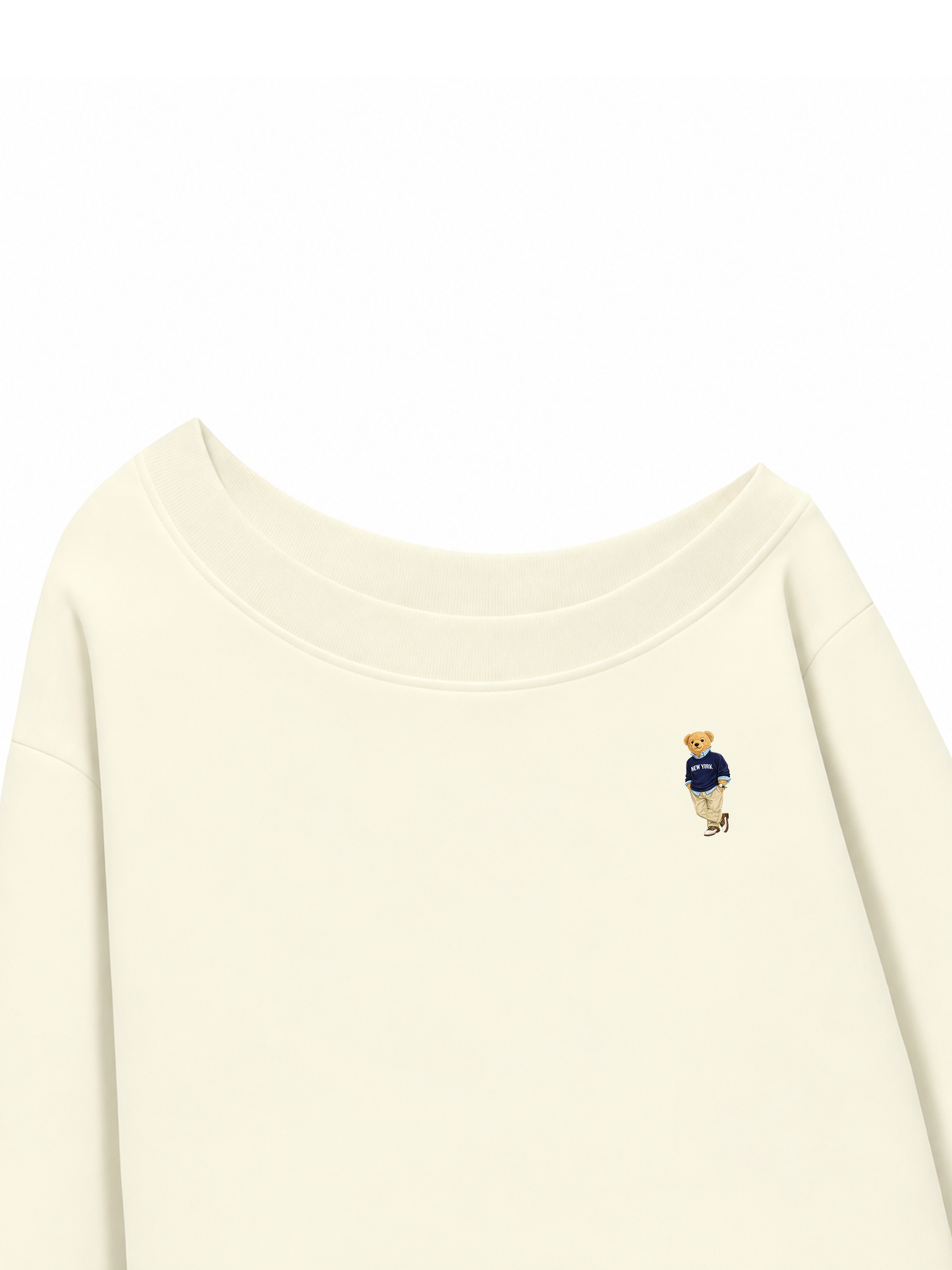 Áo Sweater Lệch Vai Nỉ Hai Da Classic Bear