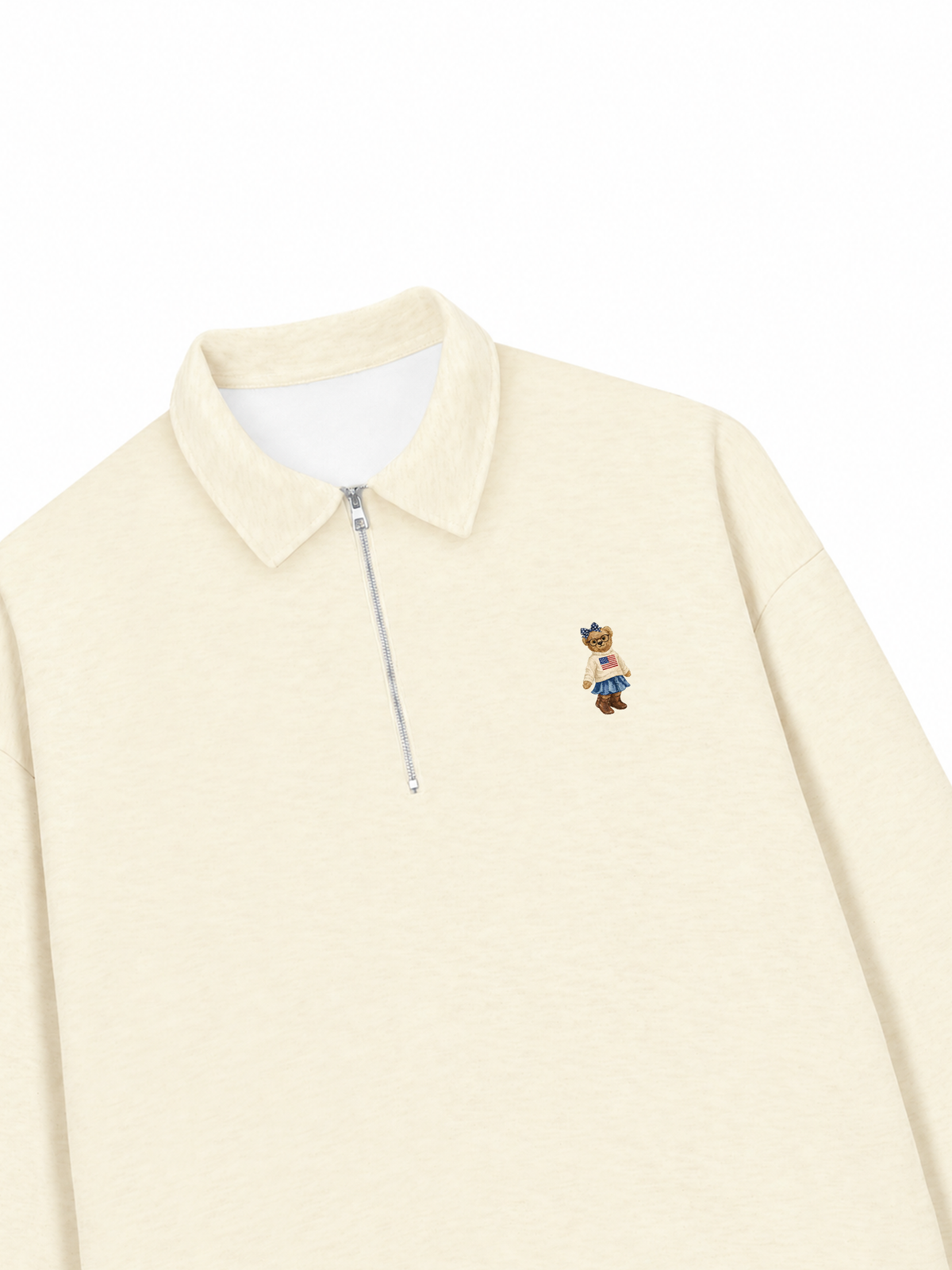 Áo Sweater Polo Nỉ Hai Da Soft Girl Bear