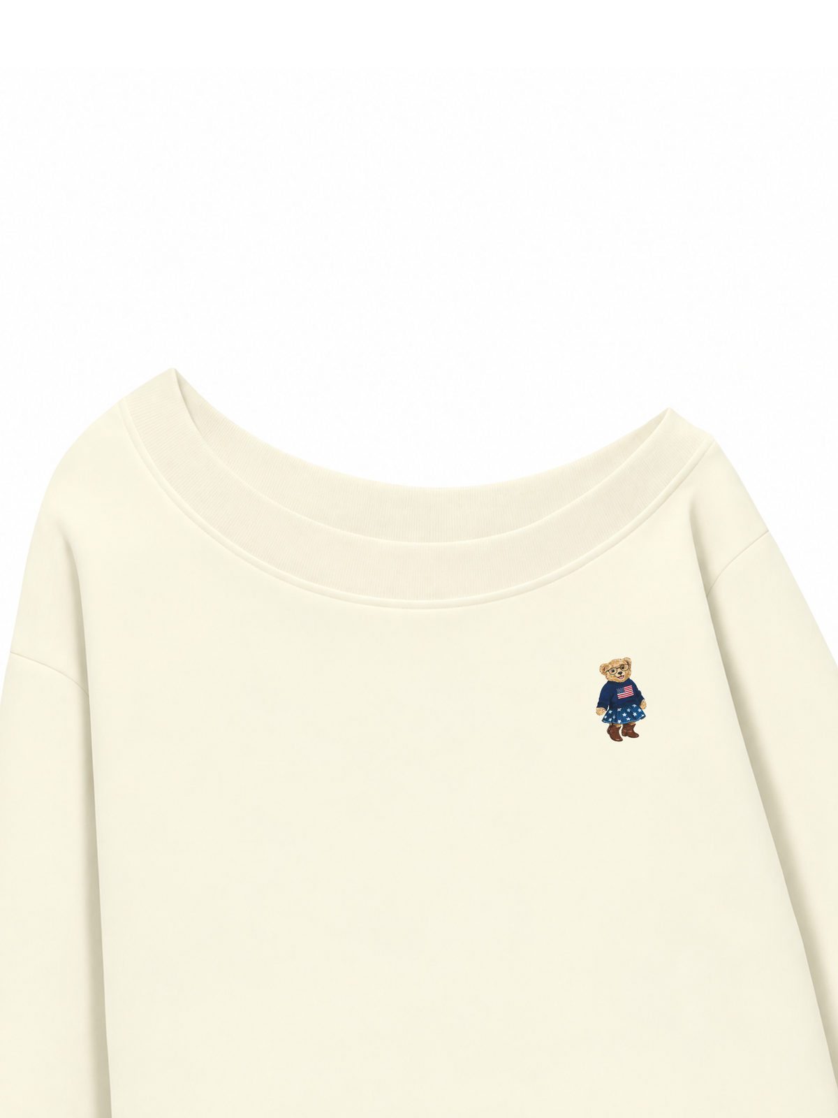 Áo Sweater Lệch Vai Nỉ Hai Da American Girl
