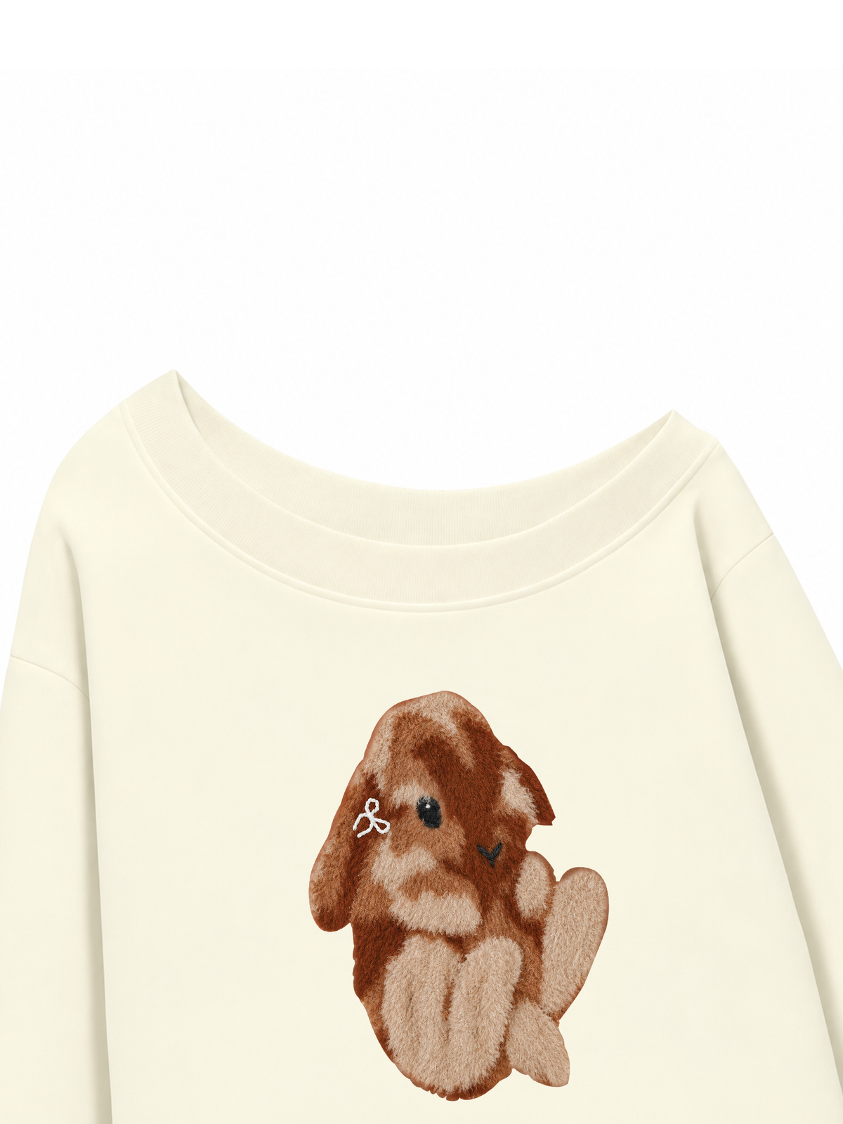 Áo Sweater Lệch Vai Nỉ Hai Da Cute Bunny