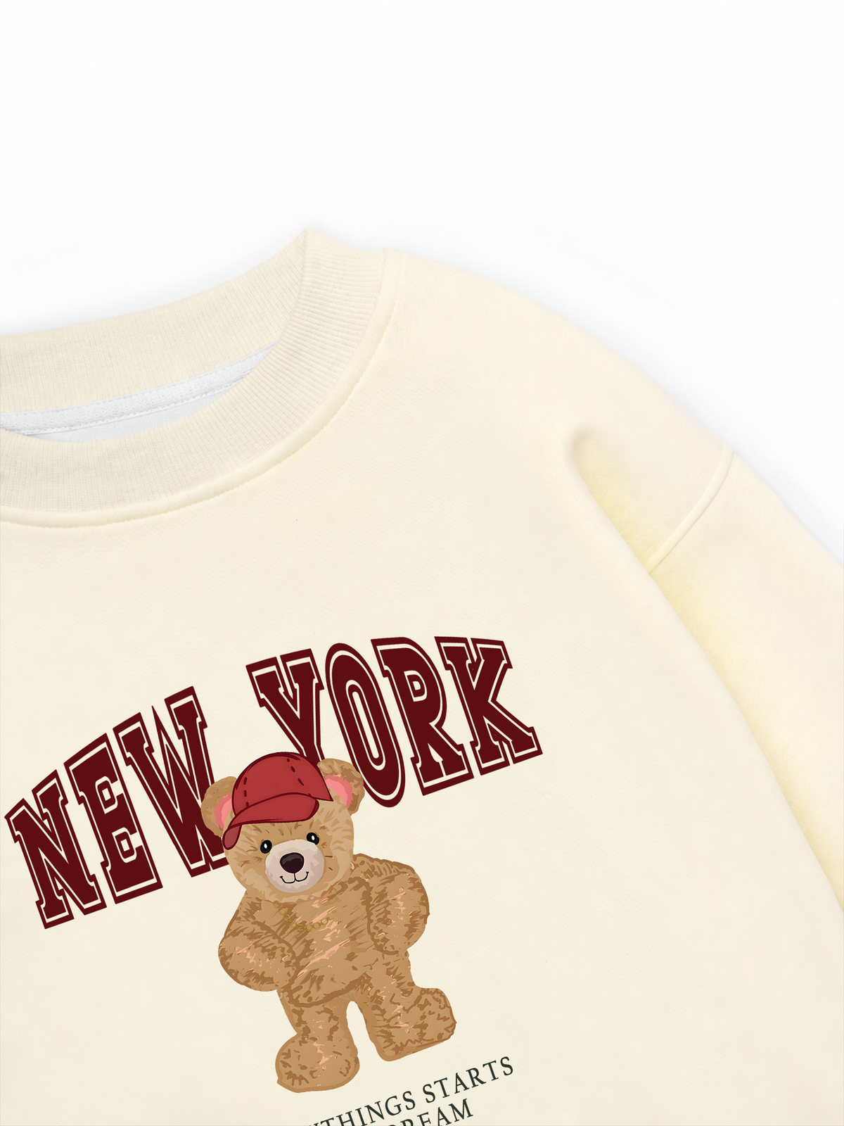 Áo Sweater Nỉ Hai Da City New York Red Bear