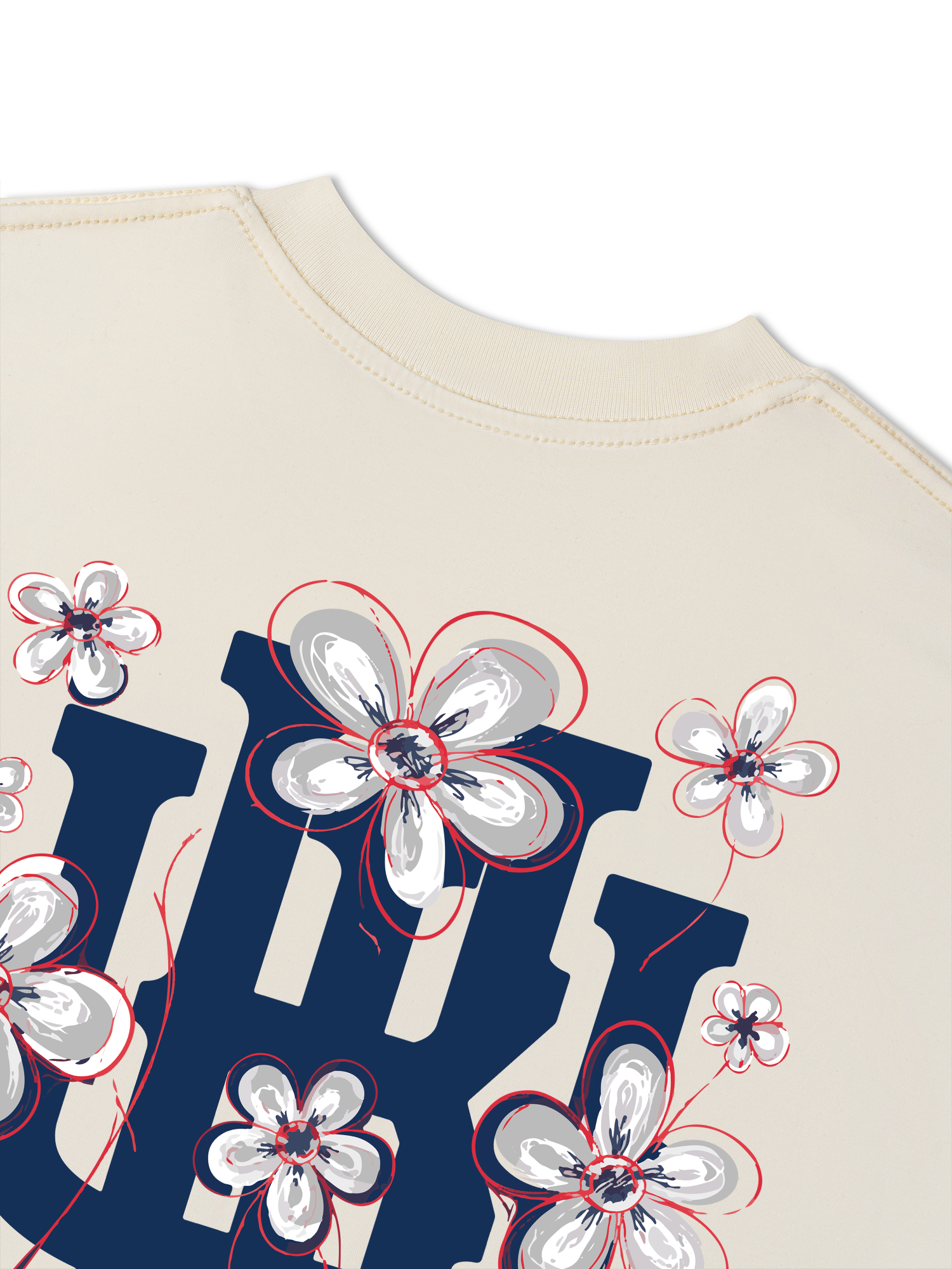 Áo Thun Relaxed Fit Master Baseball Blue White Flower