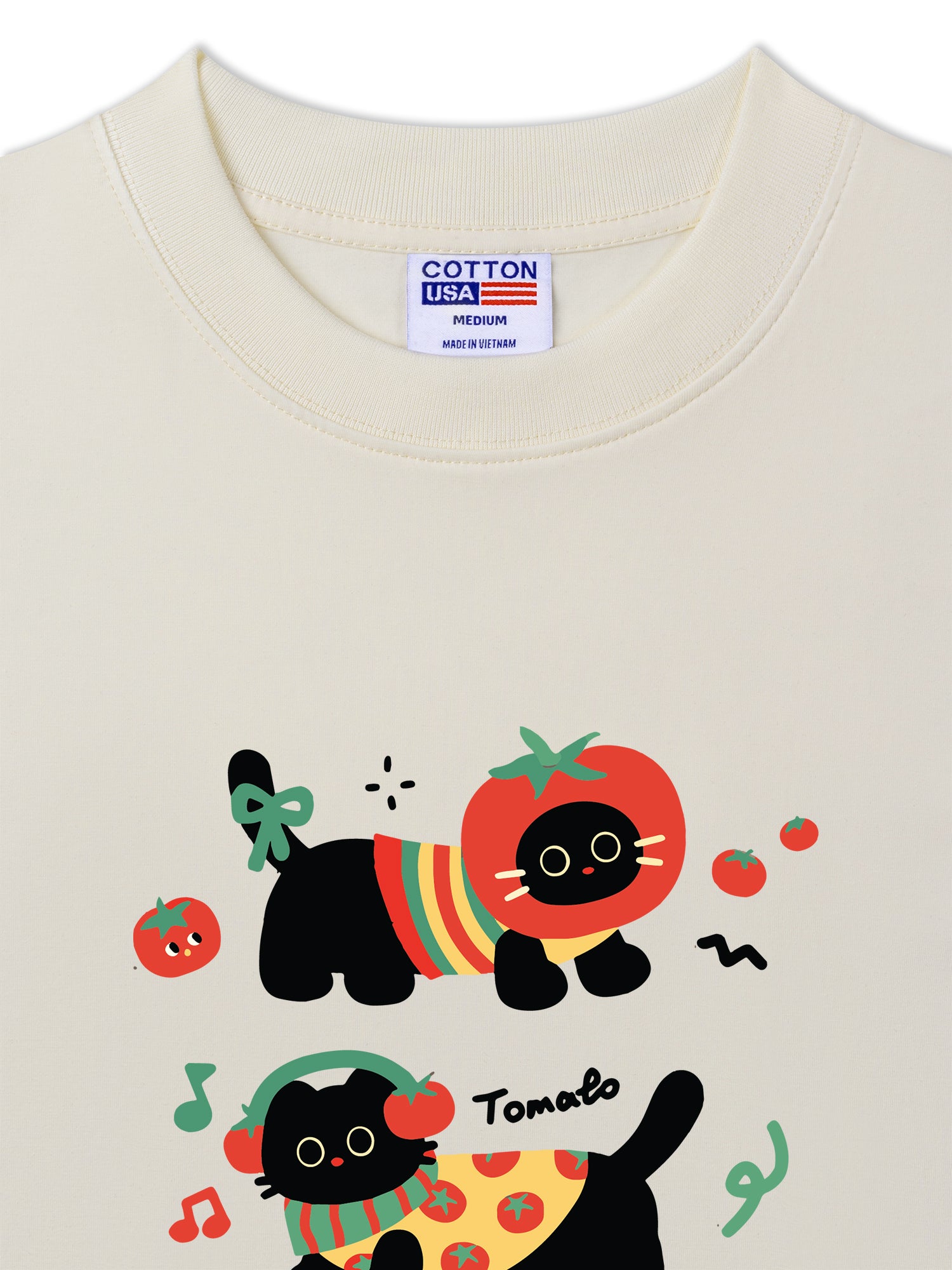 Áo Thun Relaxed Fit Winter Cute Black Cat