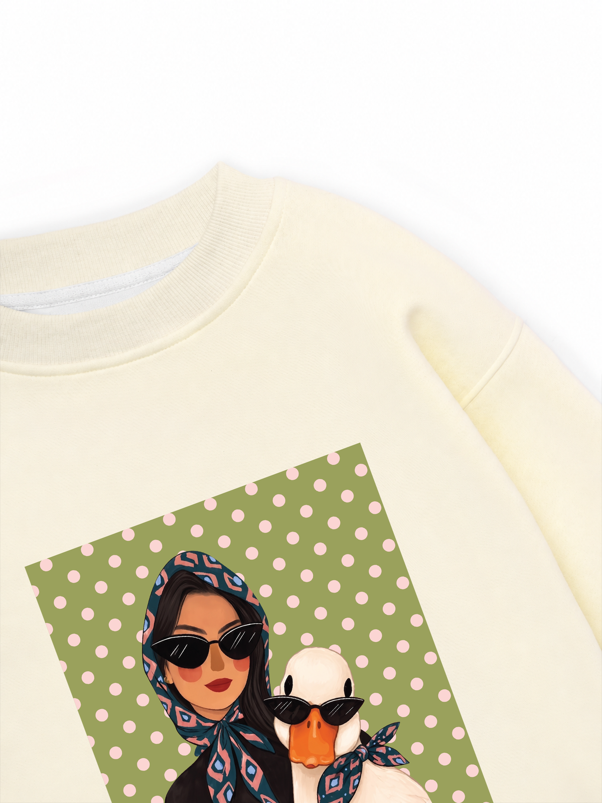 Áo Sweater Nỉ Hai Da Farm Cool Polka Dot Duck