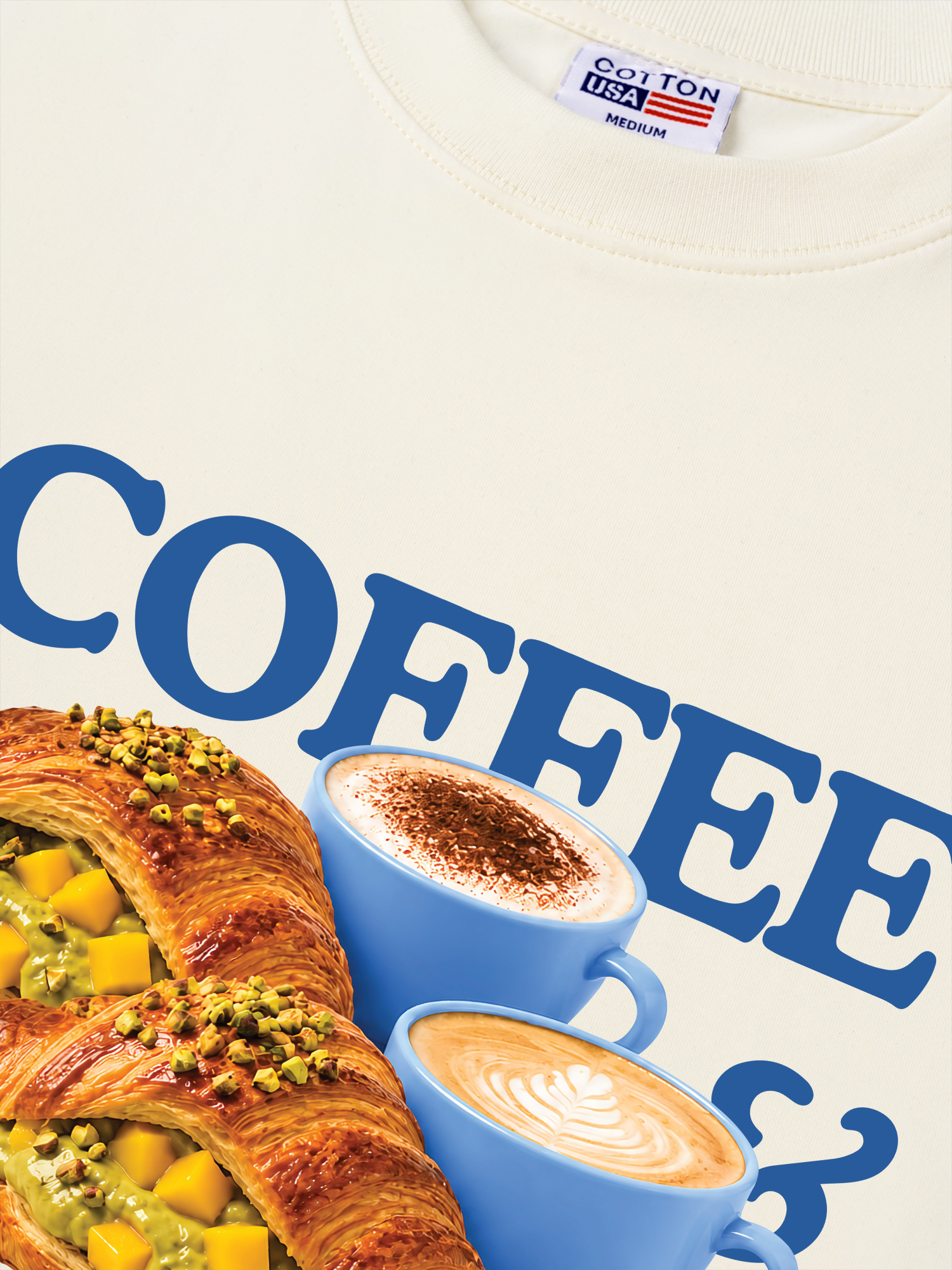 Áo Thun Relaxed Fit Yummy Mood Coffee Croissant