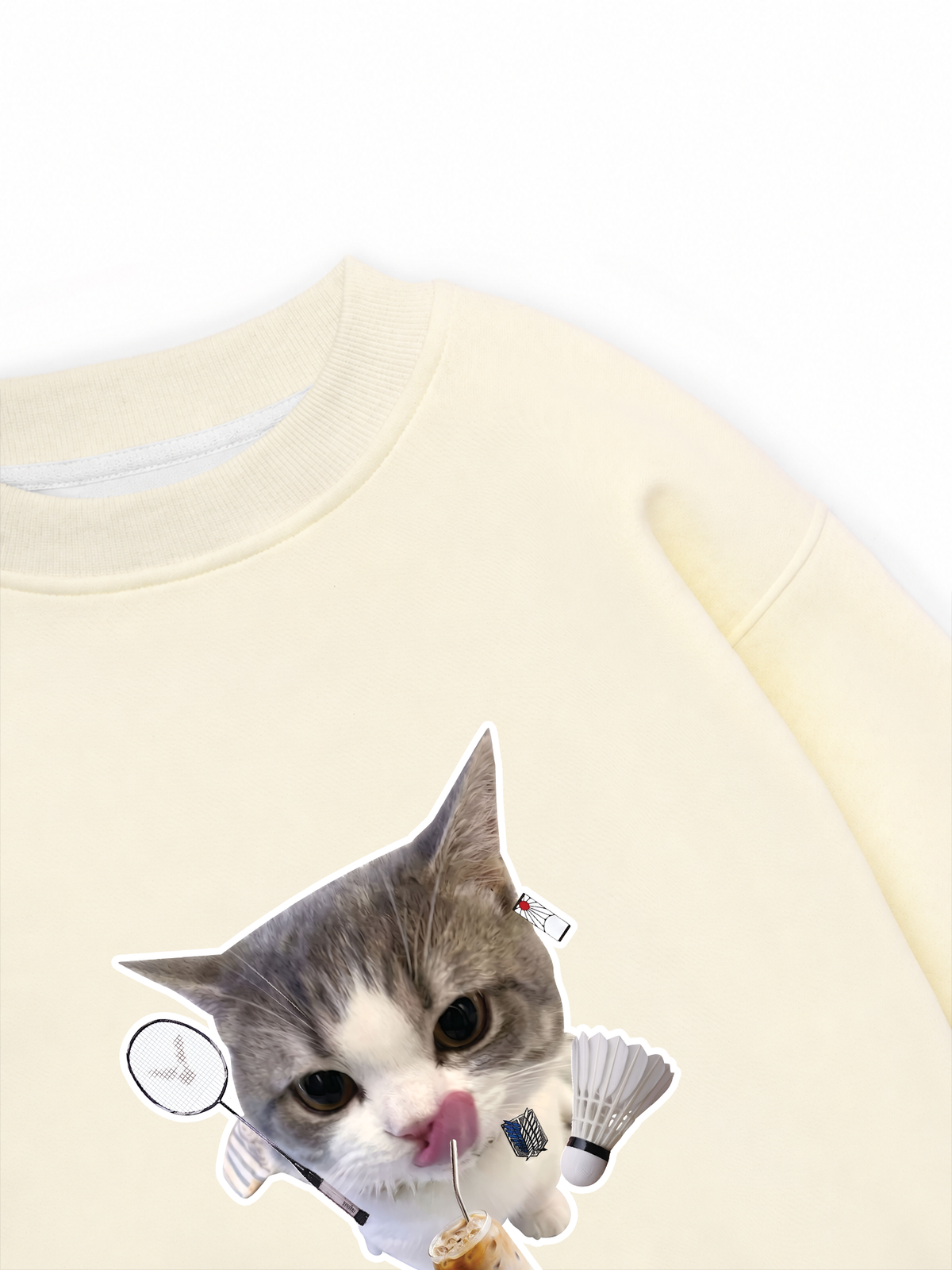 Áo Sweater Nỉ Hai Da Badminton Cute Cat