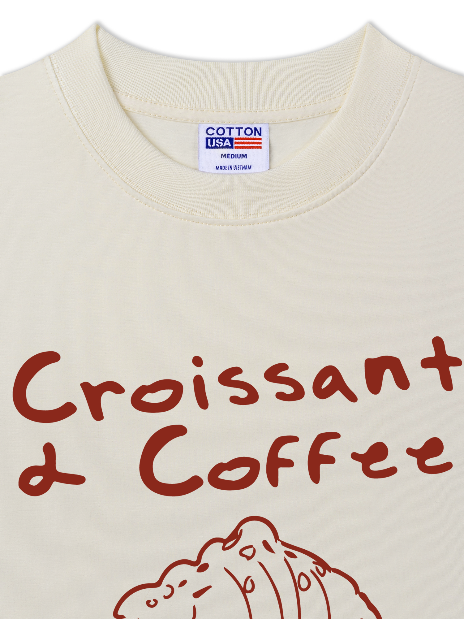 Áo Thun Relaxed Fit Daily Cup Croissant & Coffee For Breakfast