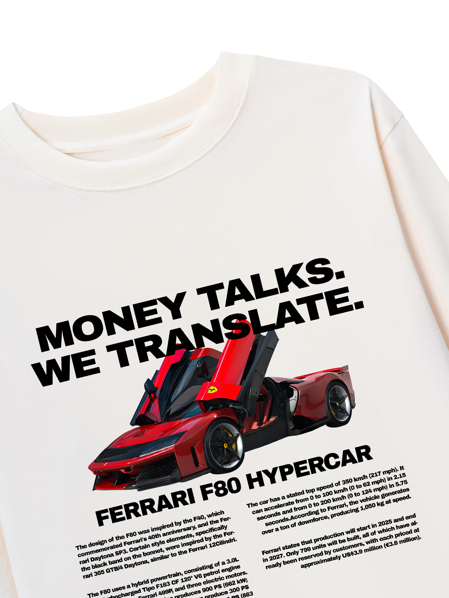 Áo Thun Dài Tay Ferrari Money Talks We Translate