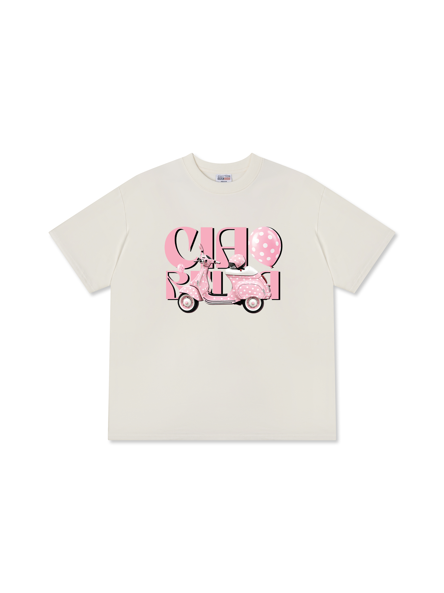 Áo Thun Relaxed Fit Motobike Pink Ciao Bella