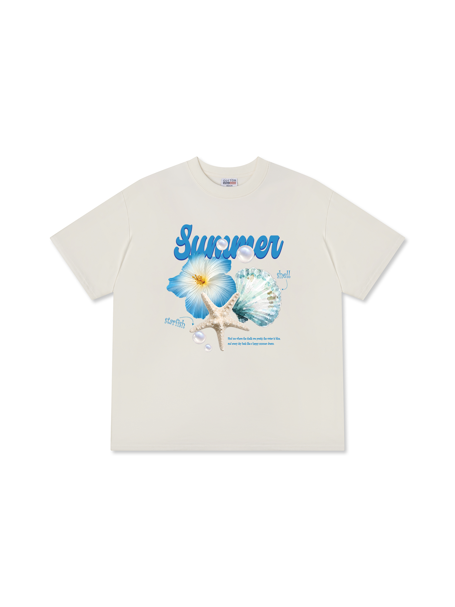 Áo Thun Relaxed Fit Tshirt Tropical Summer, Shell, Starfish