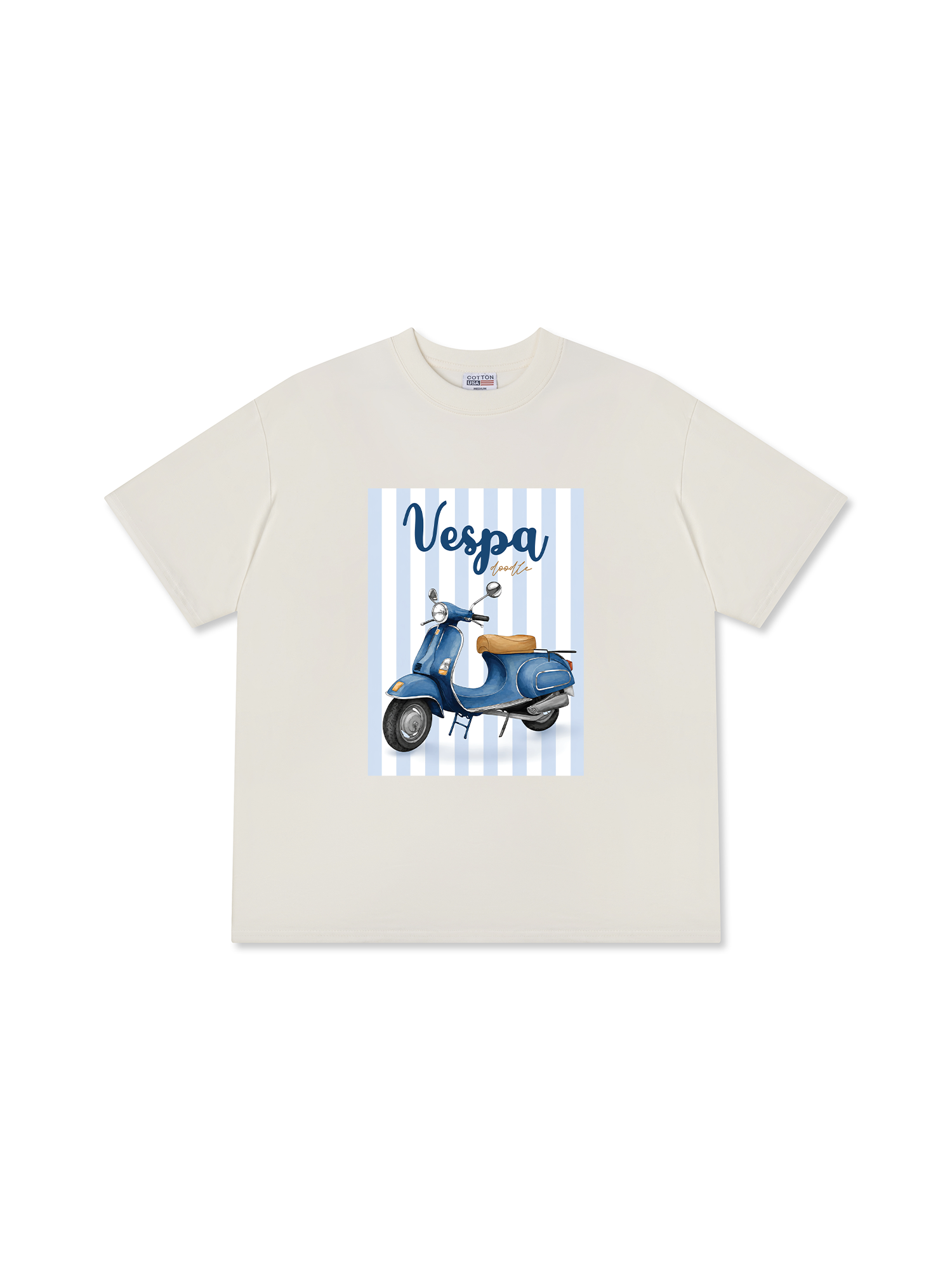 Áo Thun Relaxed Fit Motobike Vespa Doodle
