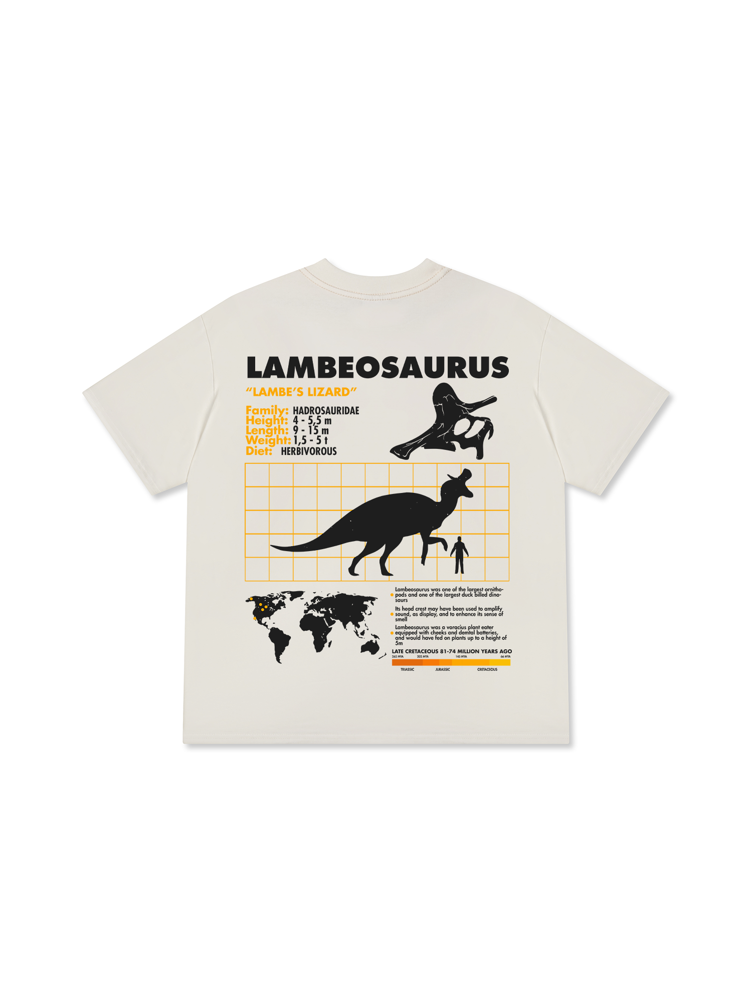 Áo Thun Relaxed Fit Wild Life Analysis Table Lambeosaurus