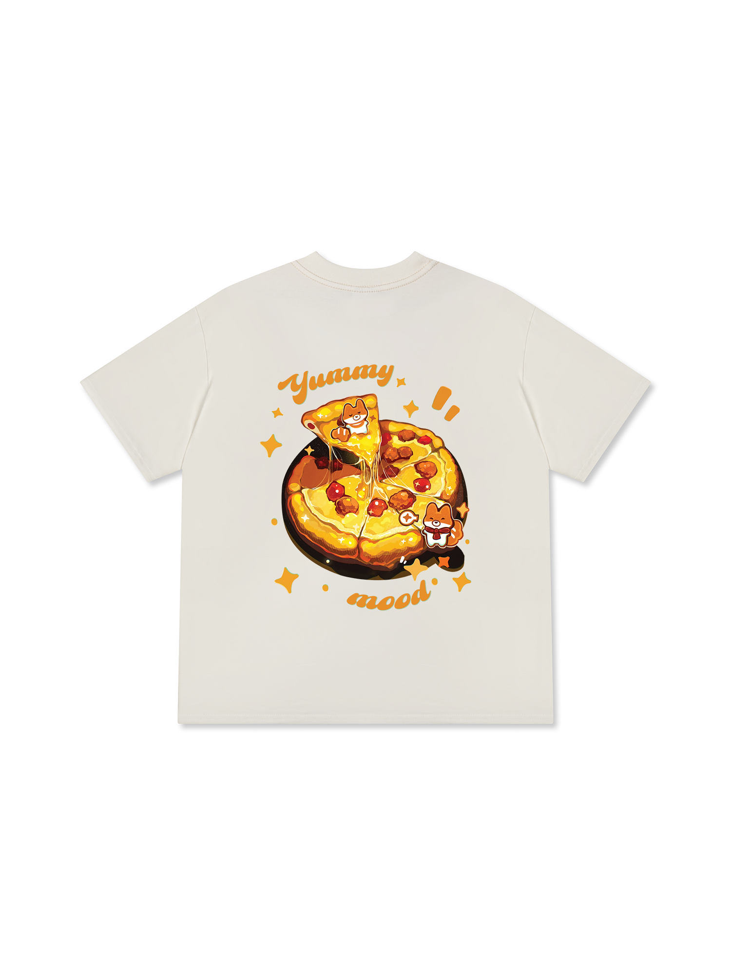 Áo Thun Relaxed Fit Yummy Mood Cute Puppy Pizza