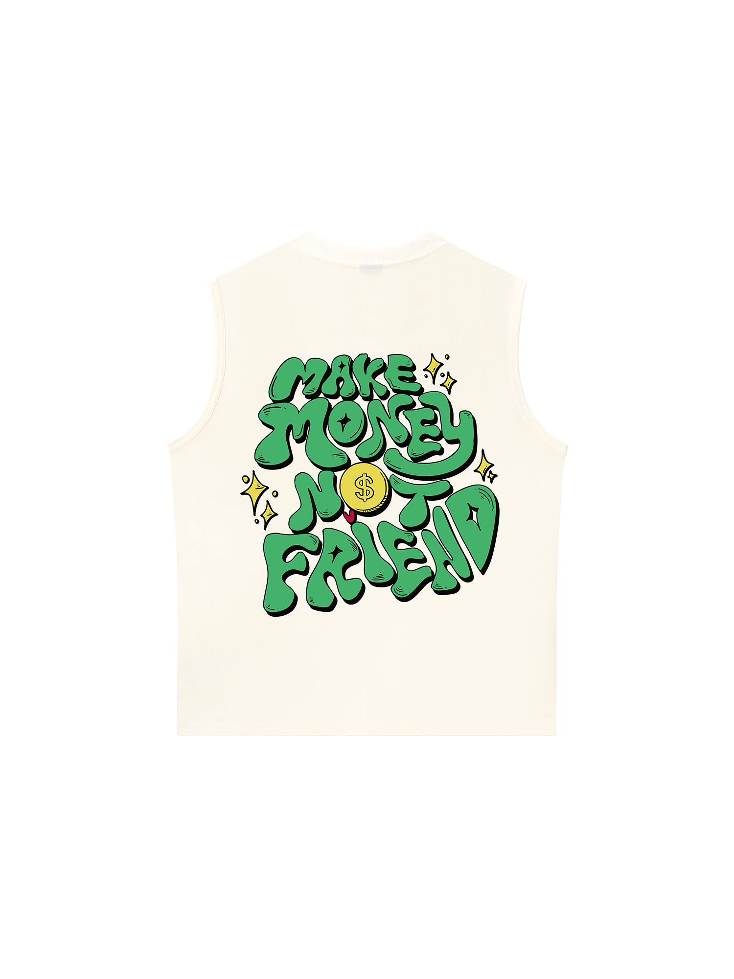 Áo Ba Lỗ Relaxed Fit Make Money Not Friend Greeny