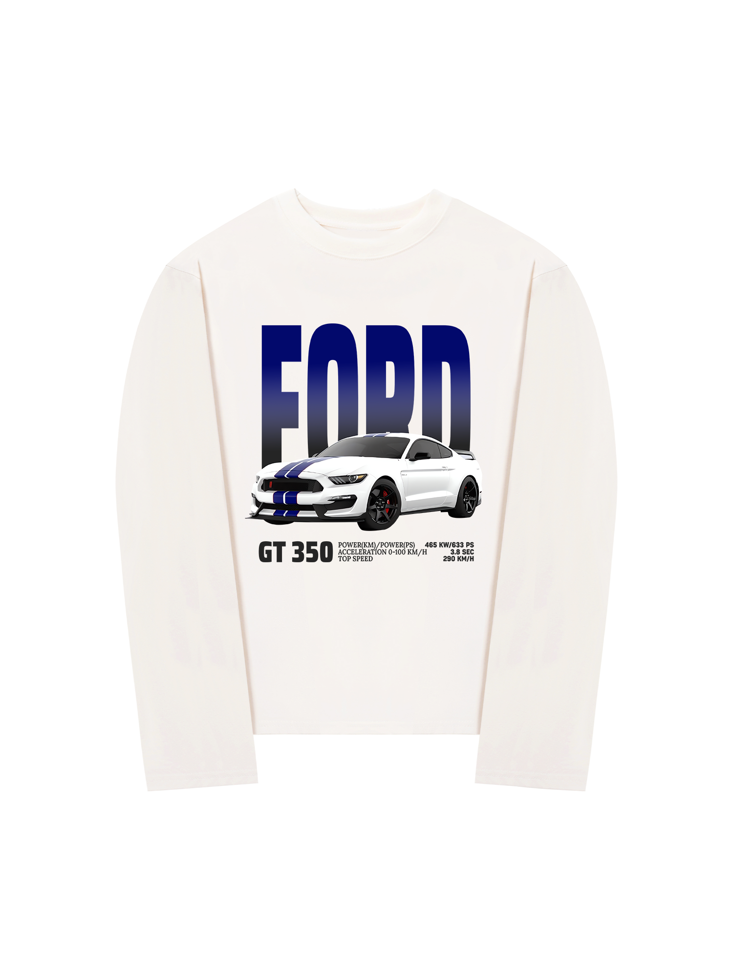 Áo Thun Dài Tay Ford GT 350 White Blue