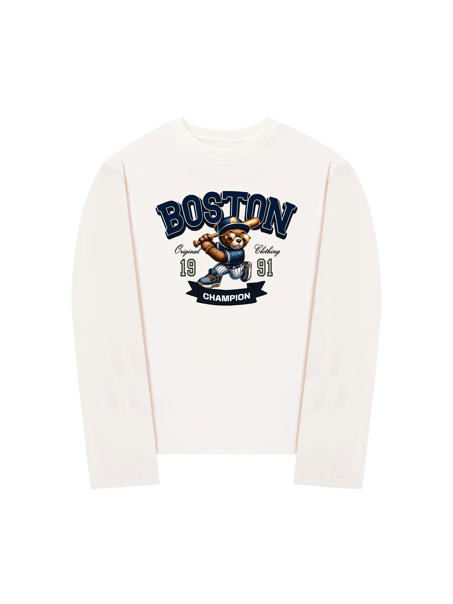 Áo Thun Dài Tay Baseball Boston Teddy