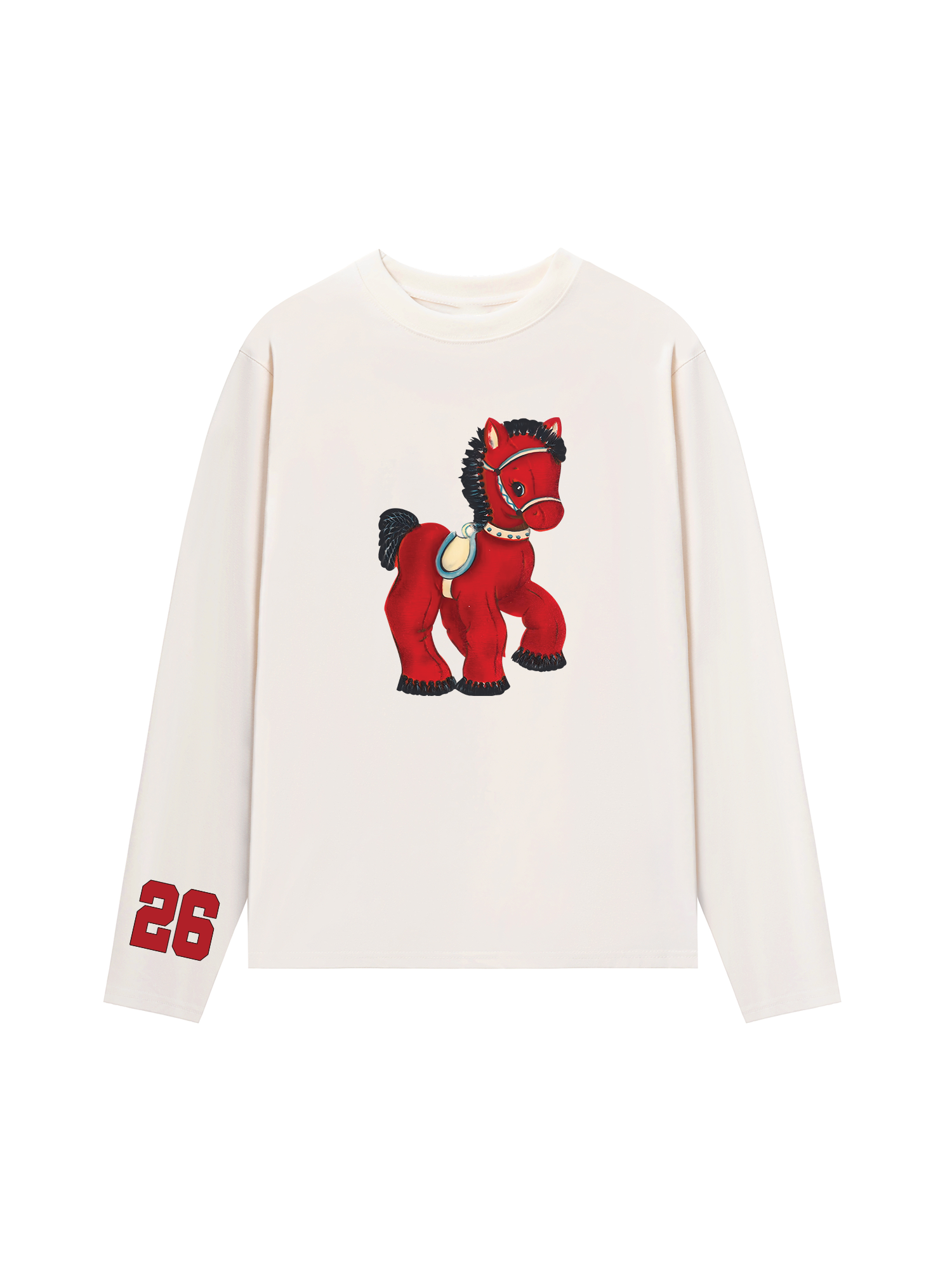 Áo Thun Dài Tay Retro Red Horse