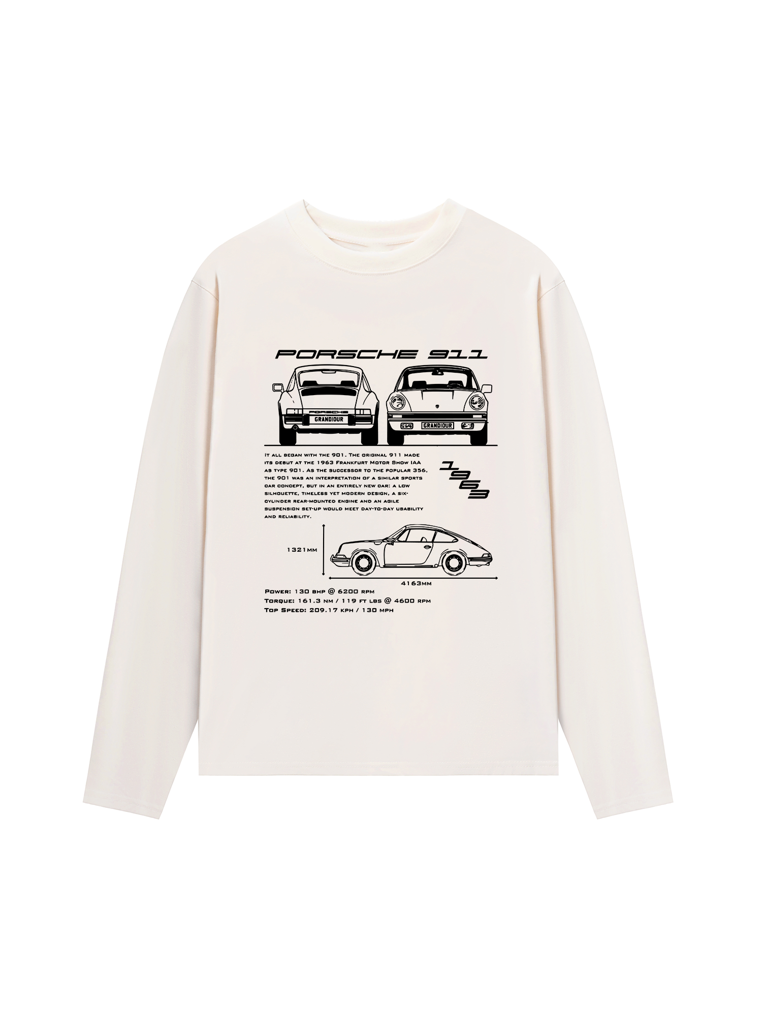 Áo Thun Dài Tay Porsche 911 Blueprint