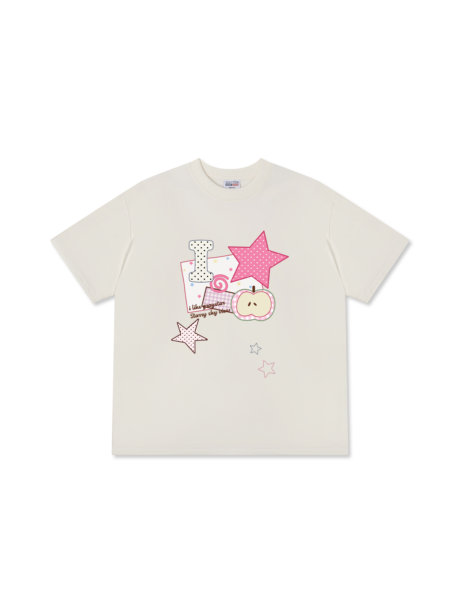 Áo Thun Relaxed Fit Dotty Mood Pink Star Candy