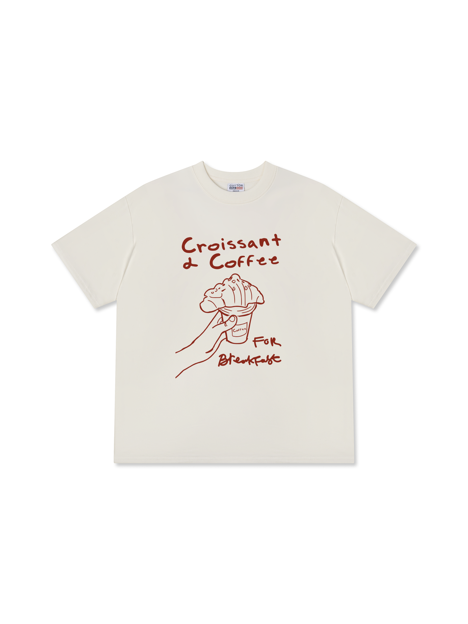 Áo Thun Relaxed Fit Daily Cup Croissant & Coffee For Breakfast