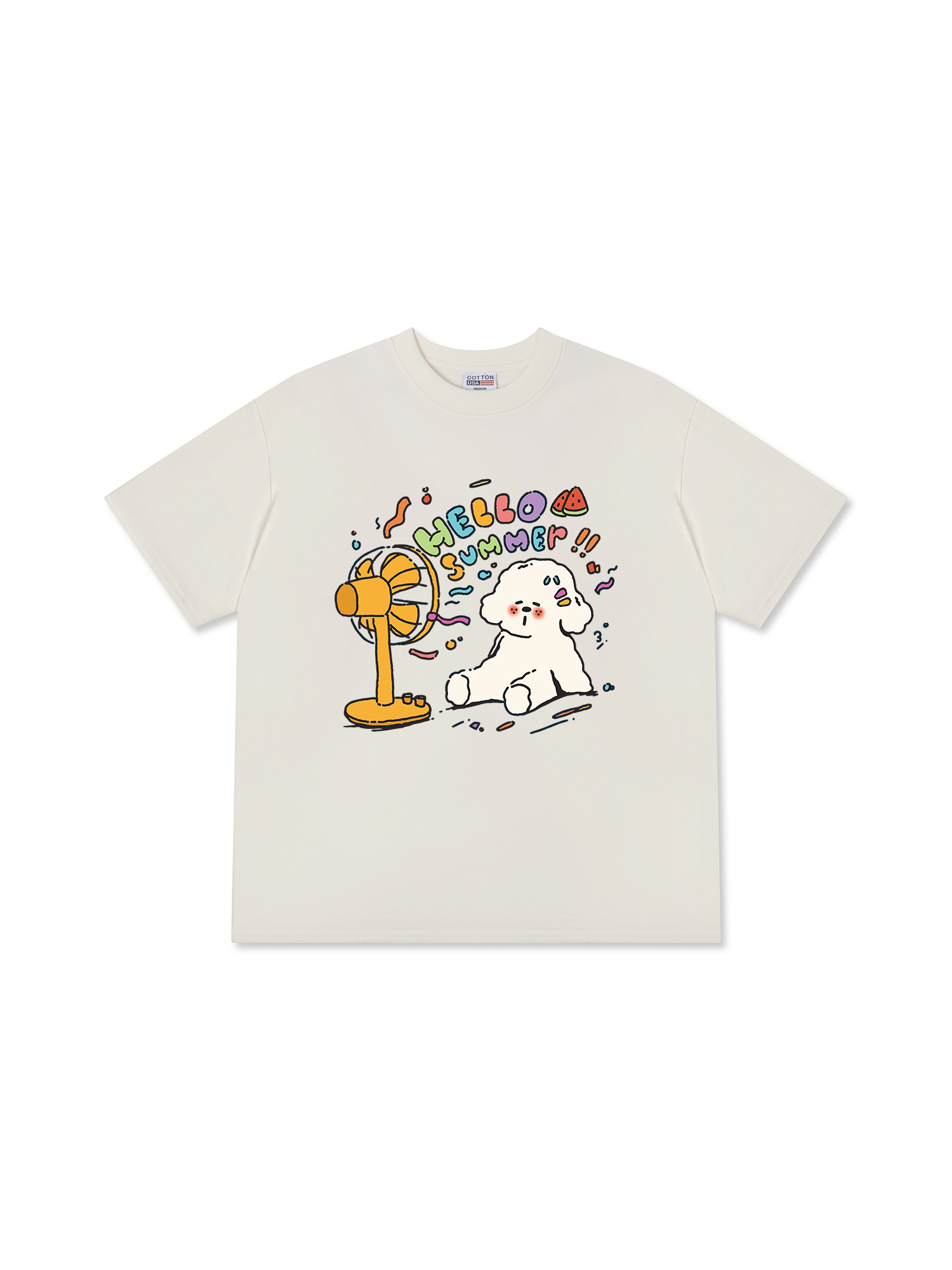 Áo Thun Relaxed Fit Tropical Hello Summer Cute Dog