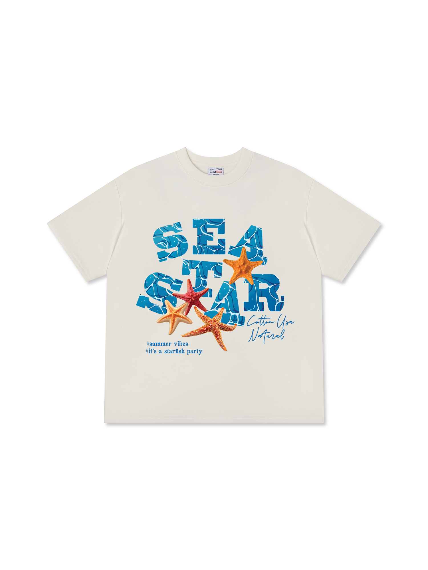 Áo Thun Relaxed Fit Tropical Starfish Parrty Sea Water