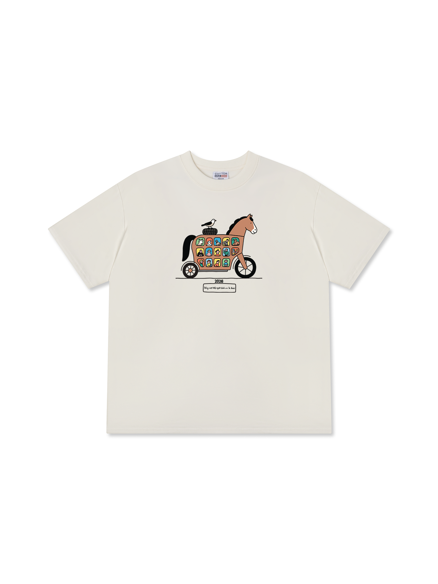 Áo Thun Relaxed Fit Tết Bính Ngọ - Sống Một Kiếp Người Bình An Là Được