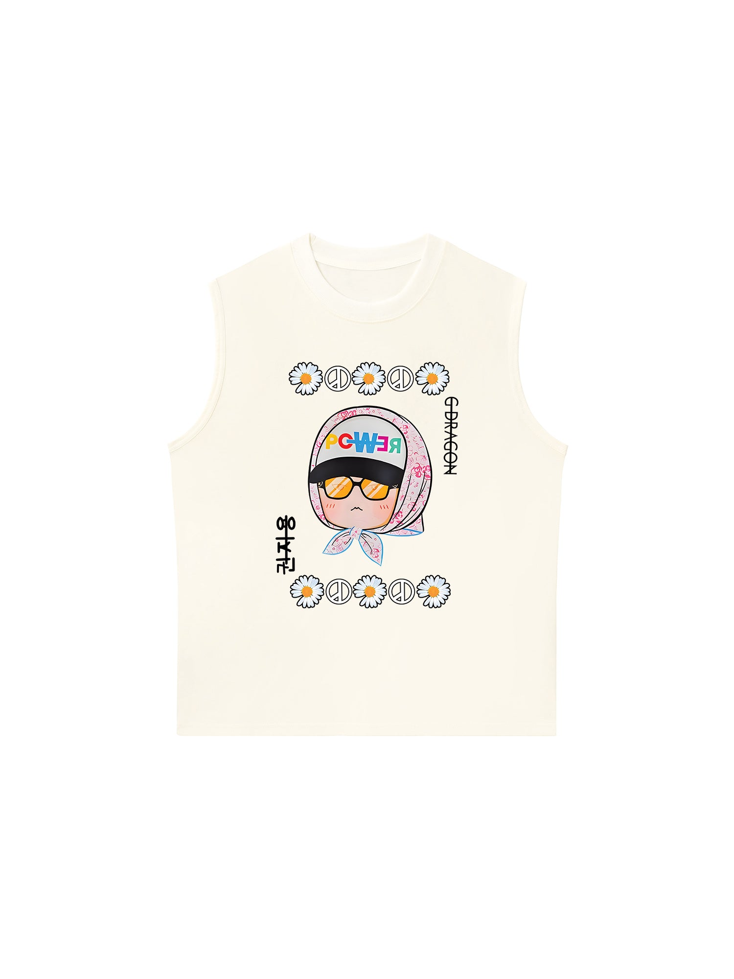 Áo Ba Lỗ Relaxed Fit Floral With GD Chibi Daisy Flower