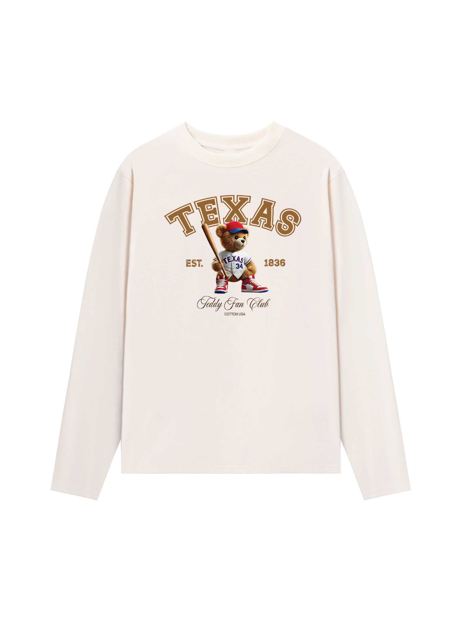 Áo Thun Dài Tay Baseball Texas Teddy Fan Club