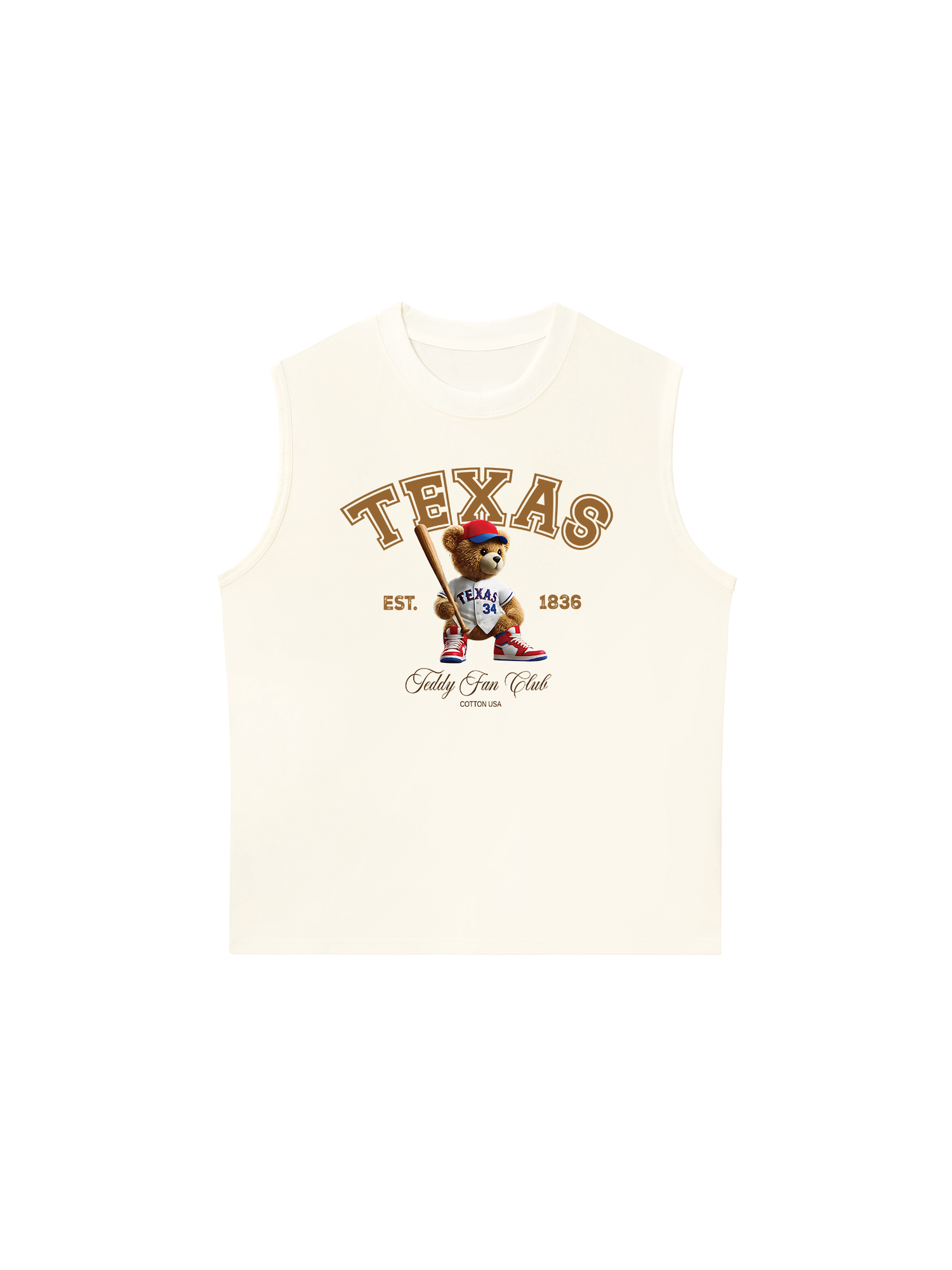 Áo Ba Lỗ Relaxed Fit Baseball Texas Teddy Fan Club