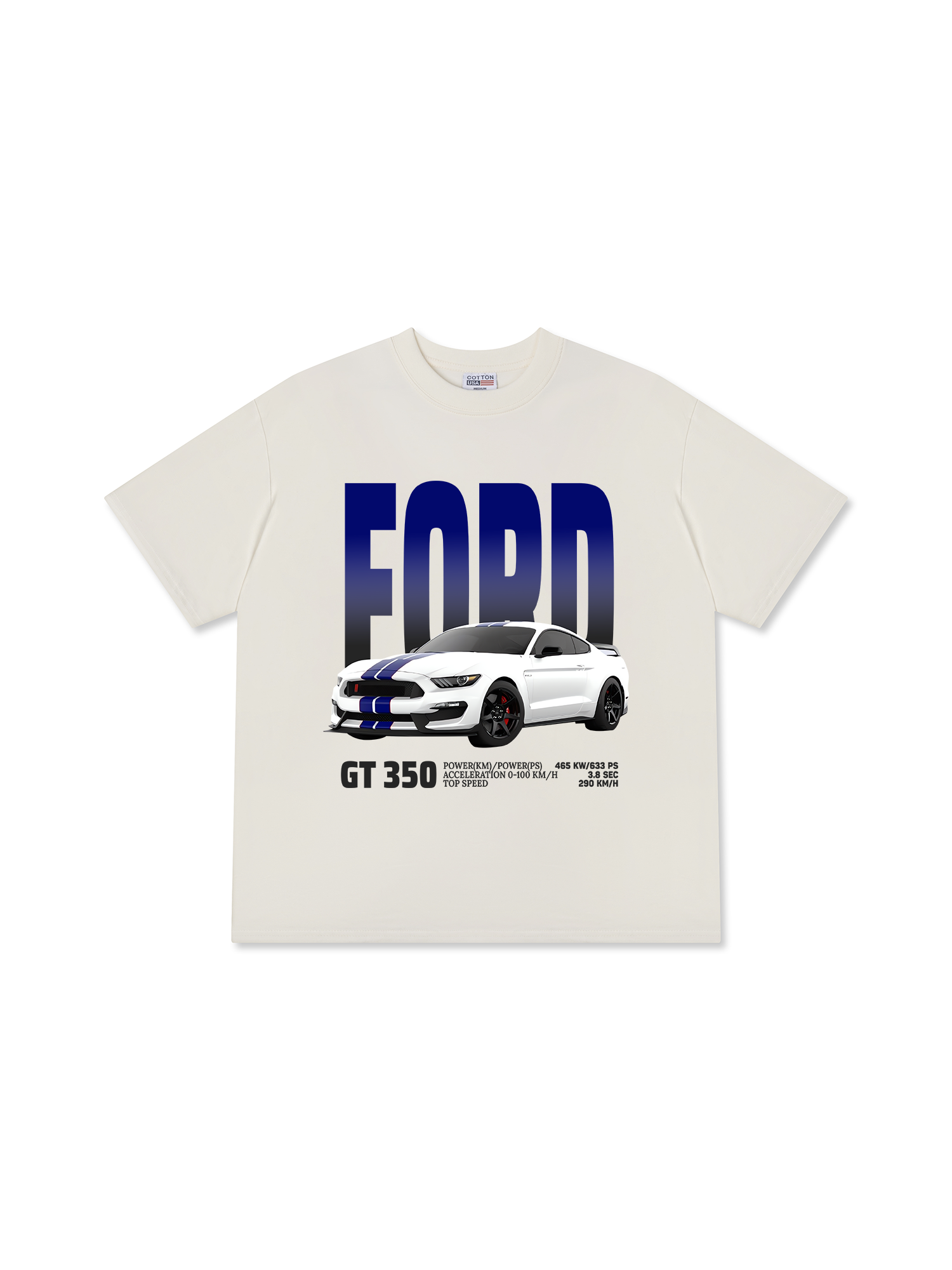 Áo Thun Relaxed Fit Ford GT 350 White Blue