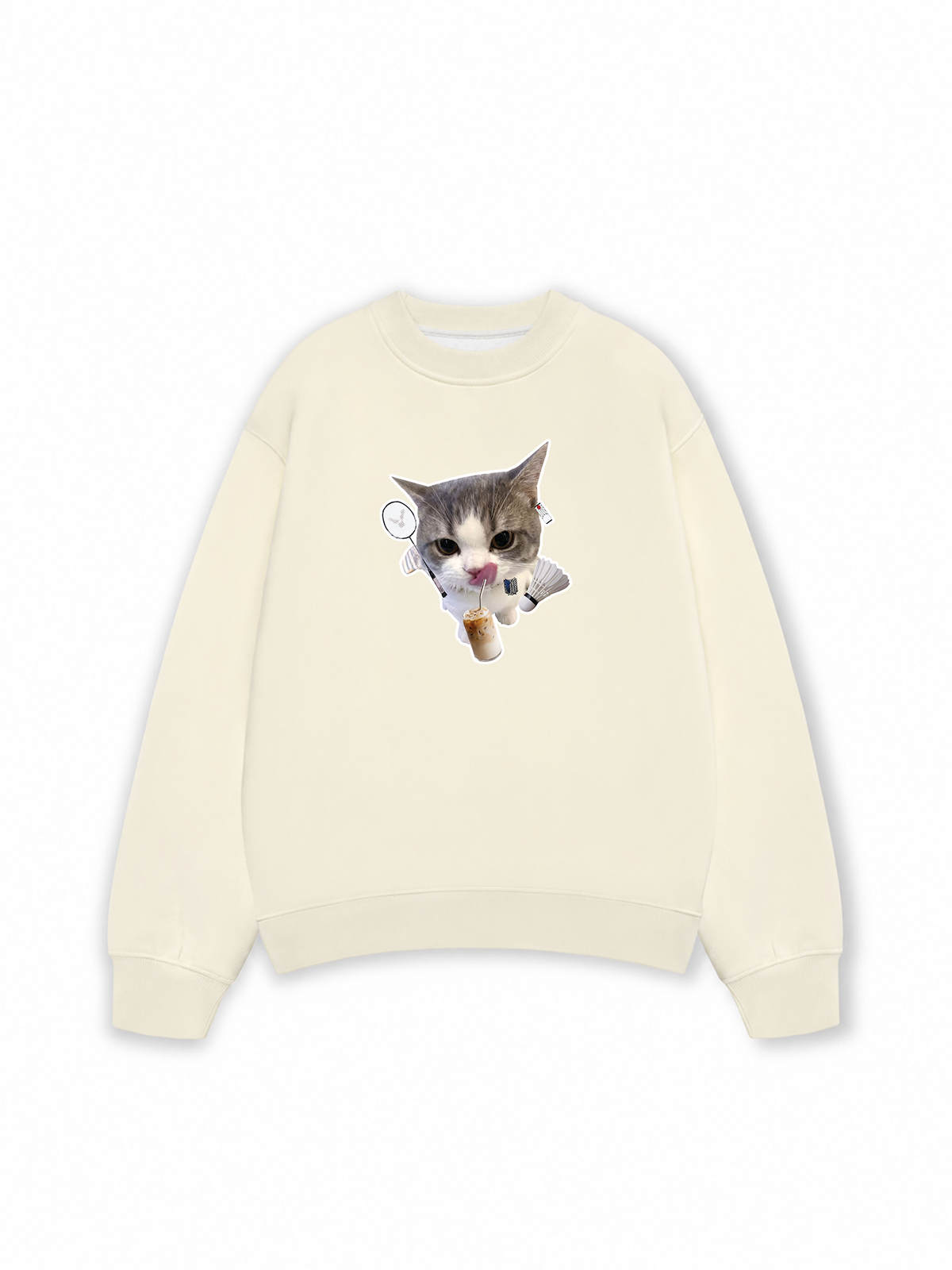 Áo Sweater Nỉ Hai Da Badminton Cute Cat