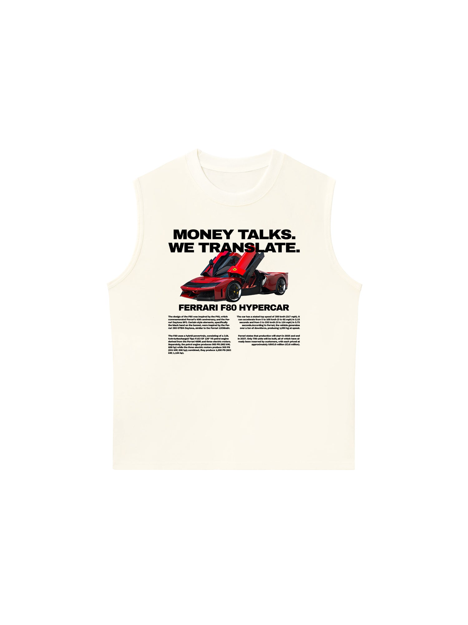 Áo Ba Lỗ Relaxed Fit Ferrari Money Talks We Translate