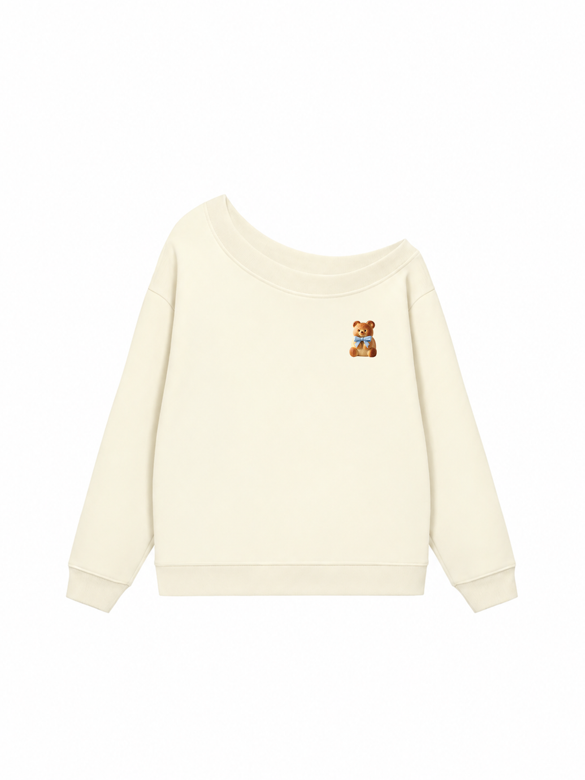 Áo Sweater Lệch Vai Nỉ Hai Da Teddy Bread