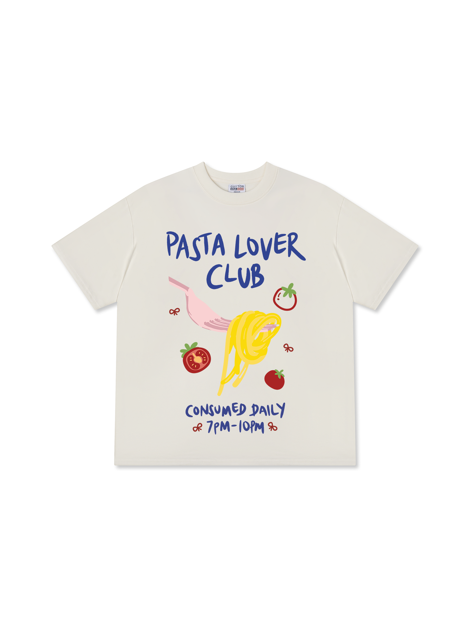 Áo Thun Relaxed Fit Yummy Mood Cute Pasta Lover Club
