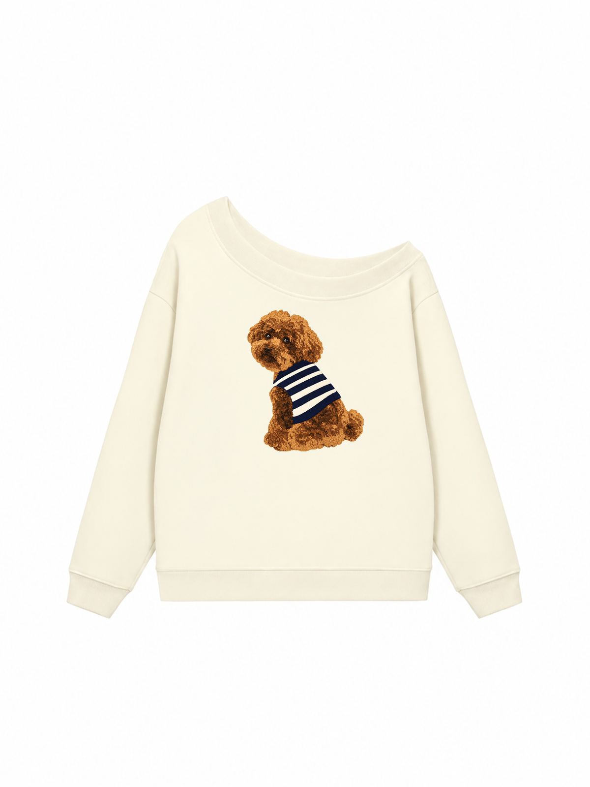 Áo Sweater Lệch Vai Nỉ Hai Da Blush Fawn