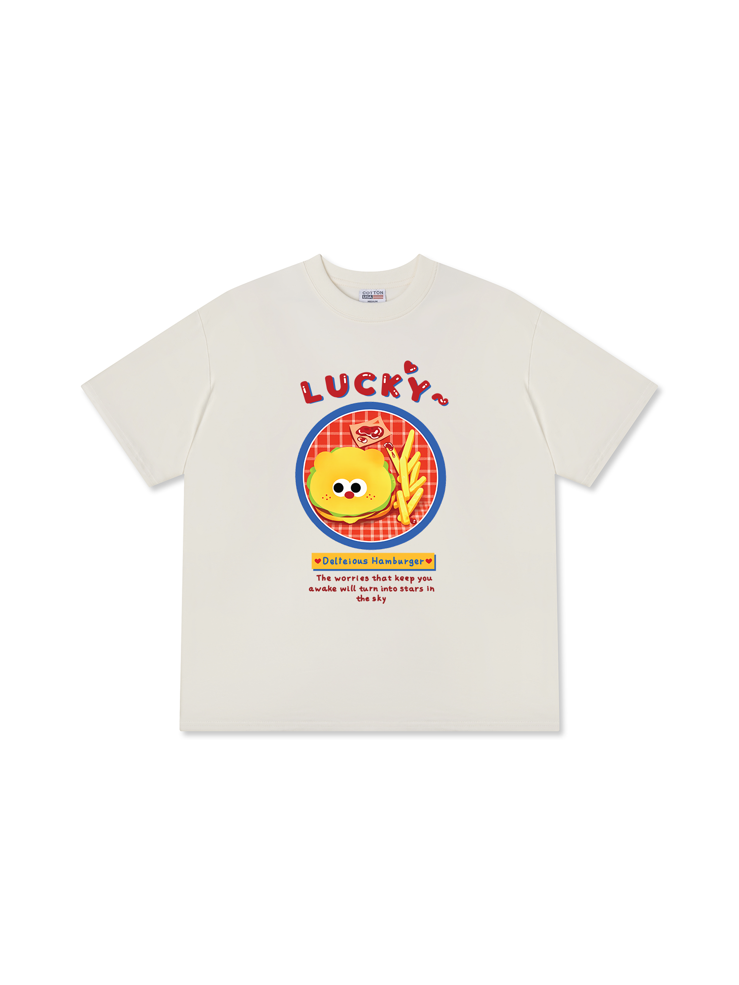 Áo Thun Relaxed Fit Yummy Mood Lucky Hamburger