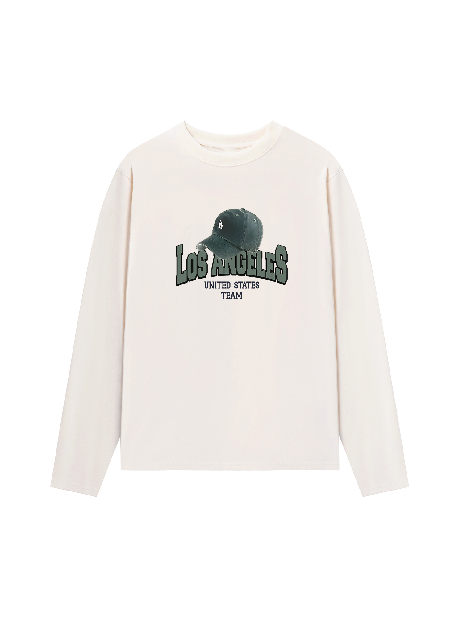 Áo Thun Dài Tay USA Los Ageles Green Hat