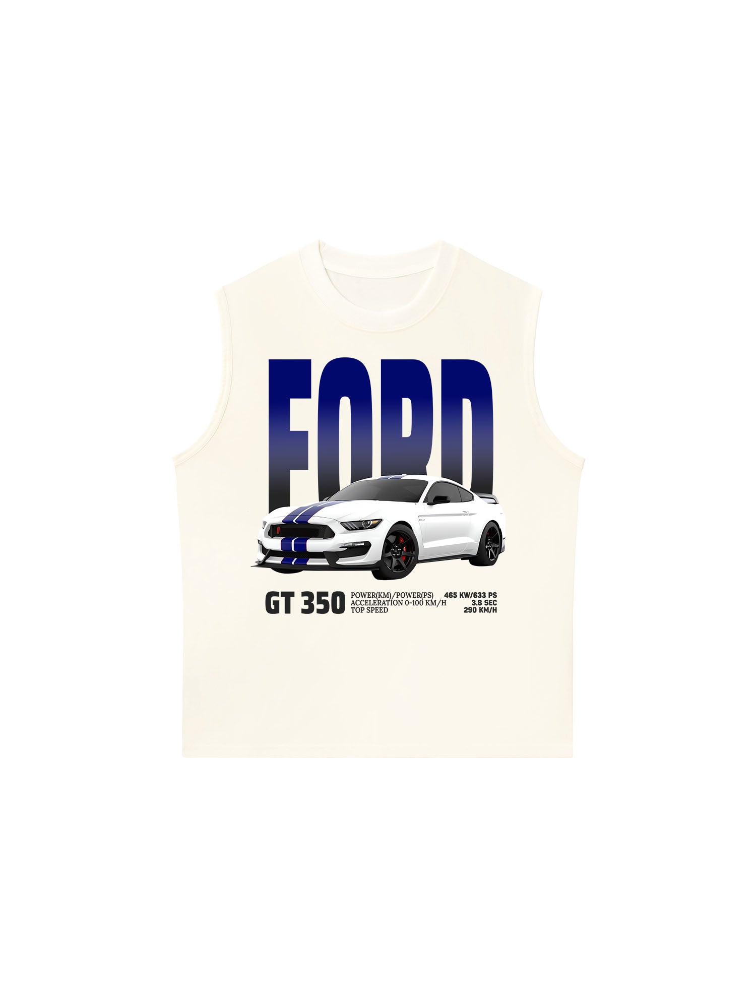 Áo Ba Lỗ Relaxed Fit Ford GT 350 White Blue