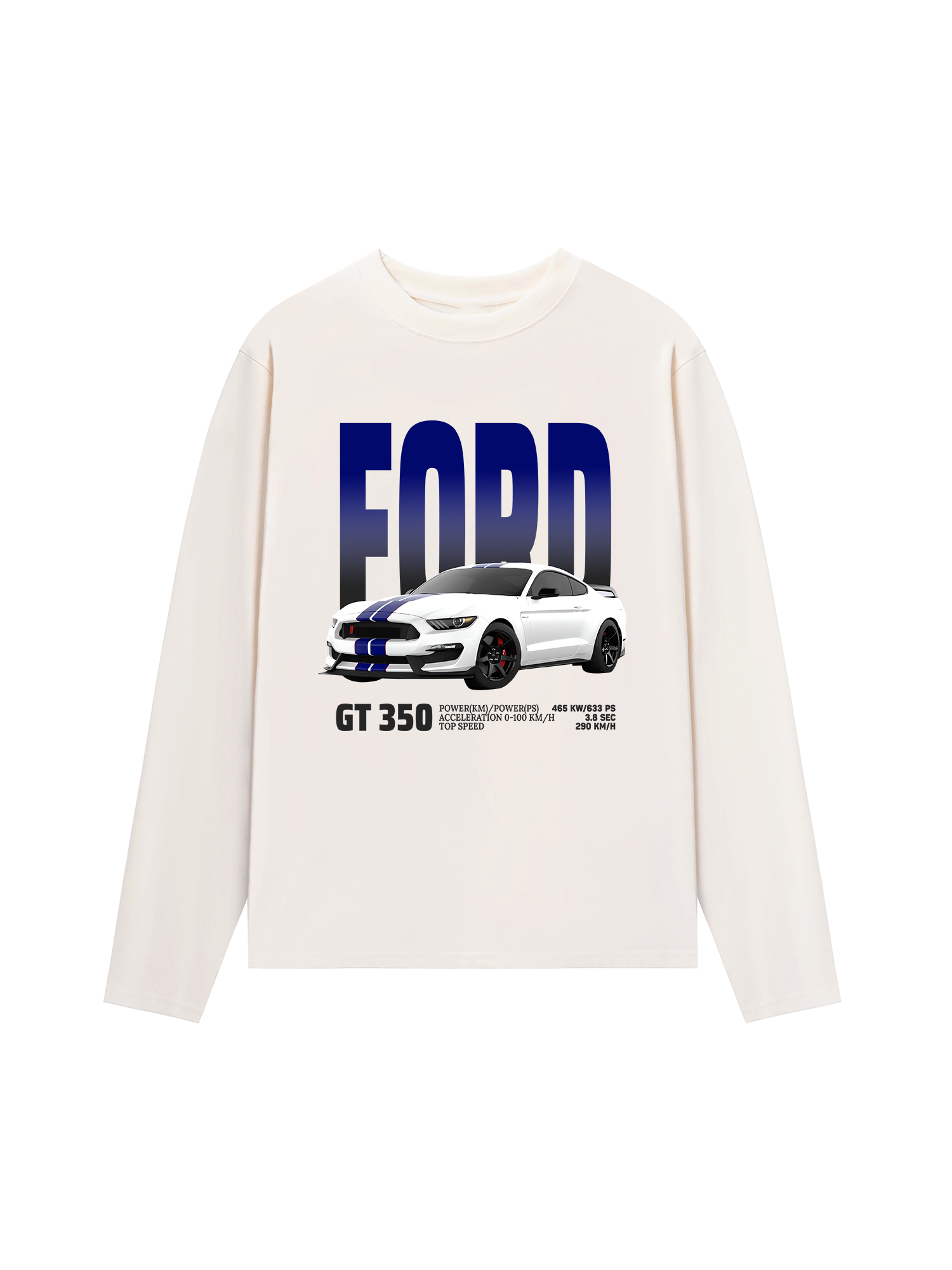 Áo Thun Dài Tay Ford GT 350 White Blue