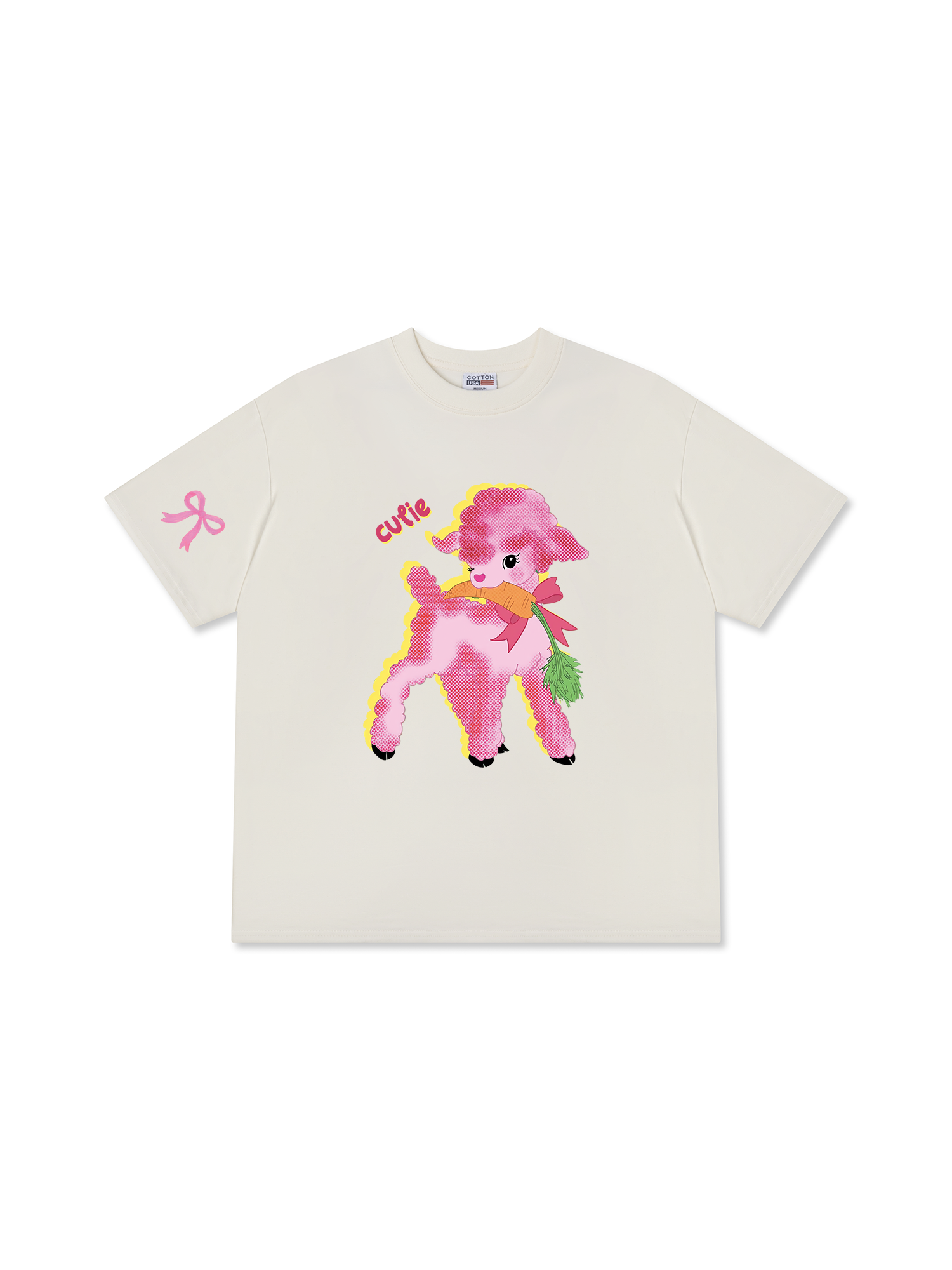 Áo Thun Relaxed Fit Soft Paw Cute Pink Sheep