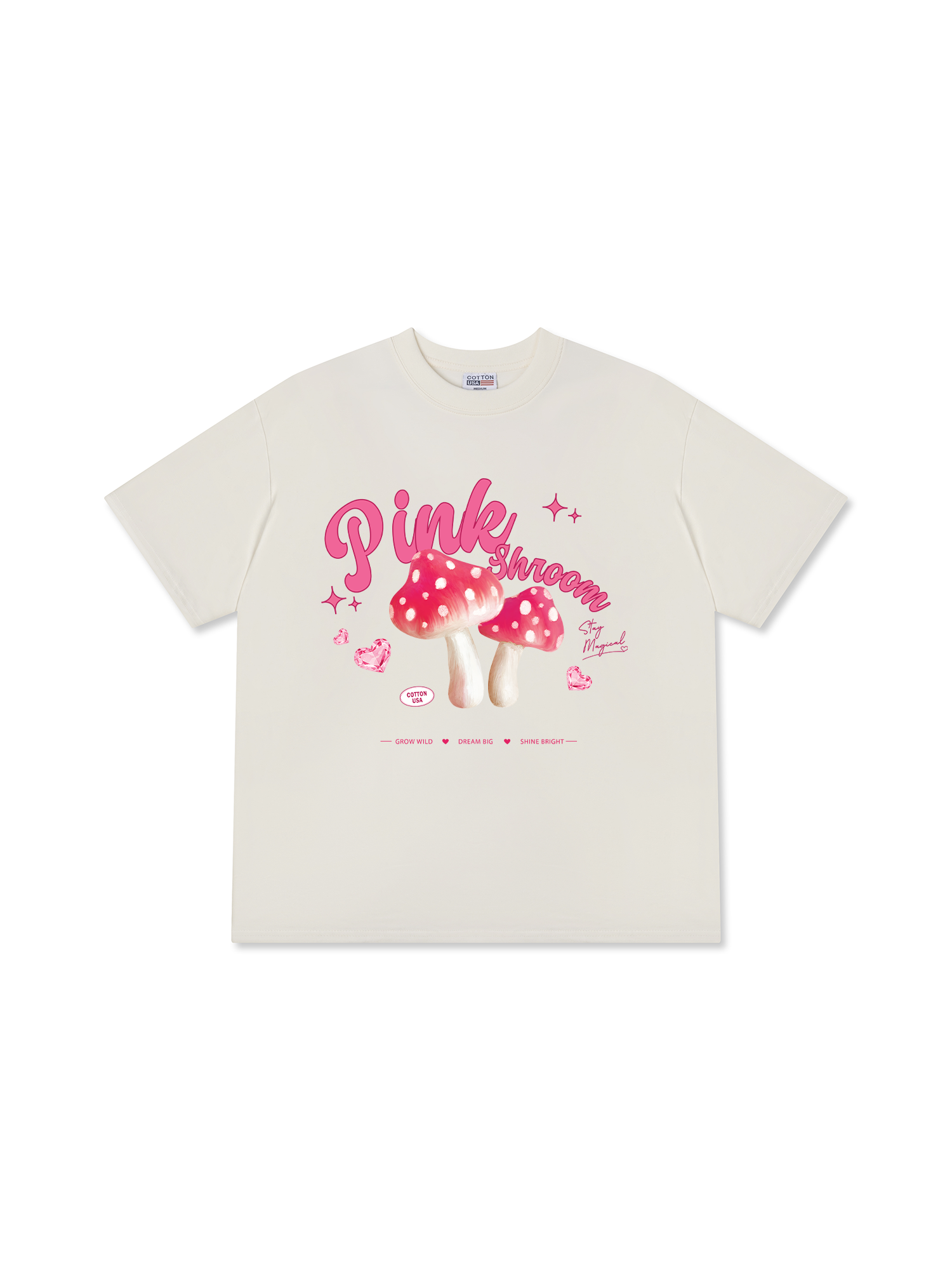 Áo Thun Relaxed Fit Tropical Pink Shrooms