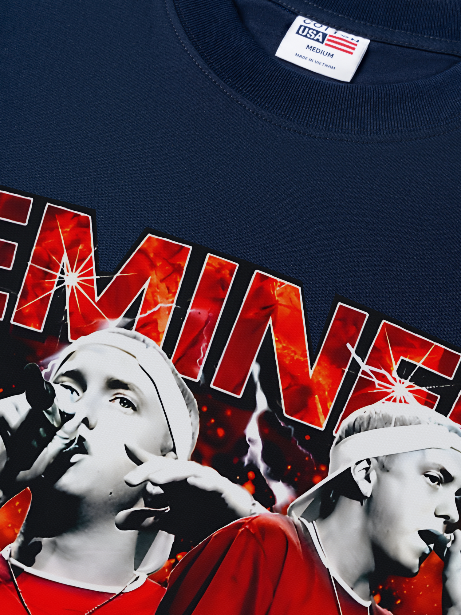 Áo Thun Relaxed Fit Rapper Eminem Red Flames