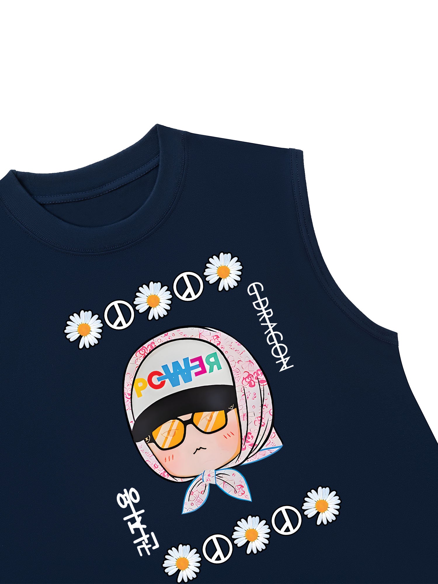 Áo Ba Lỗ Relaxed Fit Floral With GD Chibi Daisy Flower