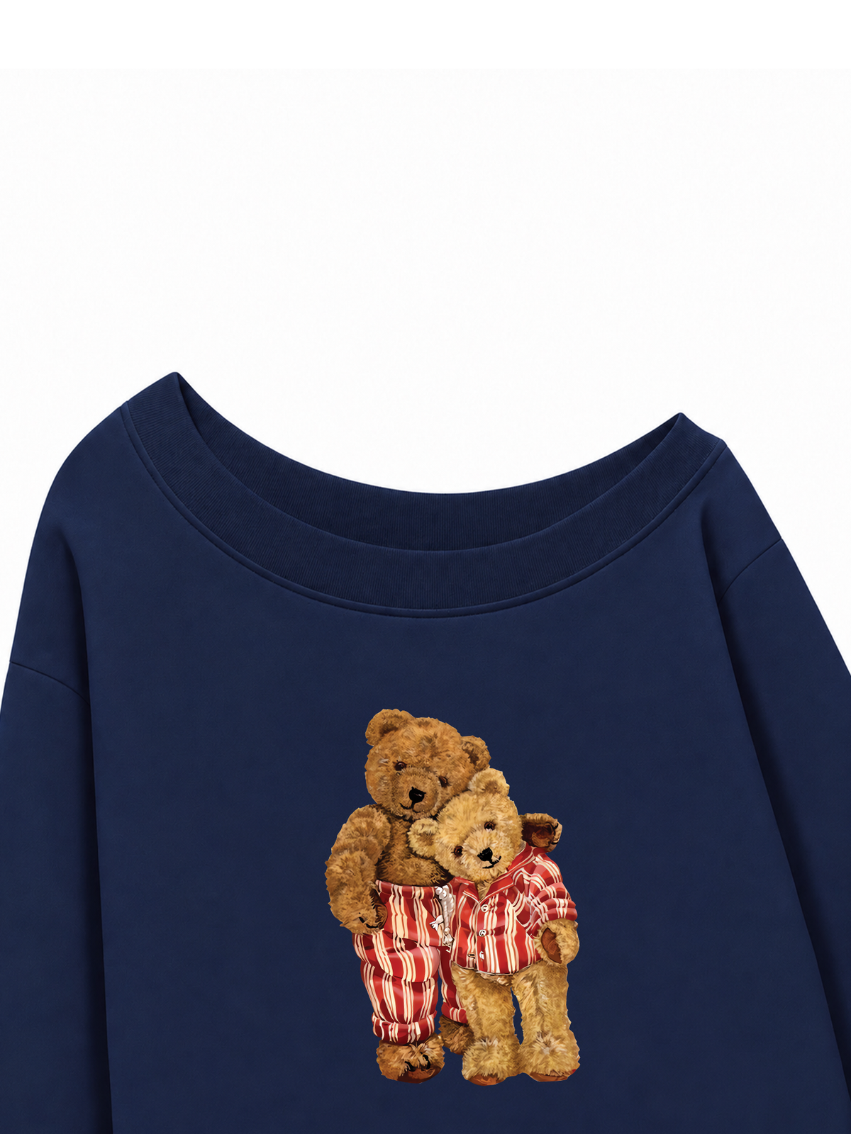 Áo Sweater Lệch Vai Nỉ Hai Da Couple Bear Go To Bed