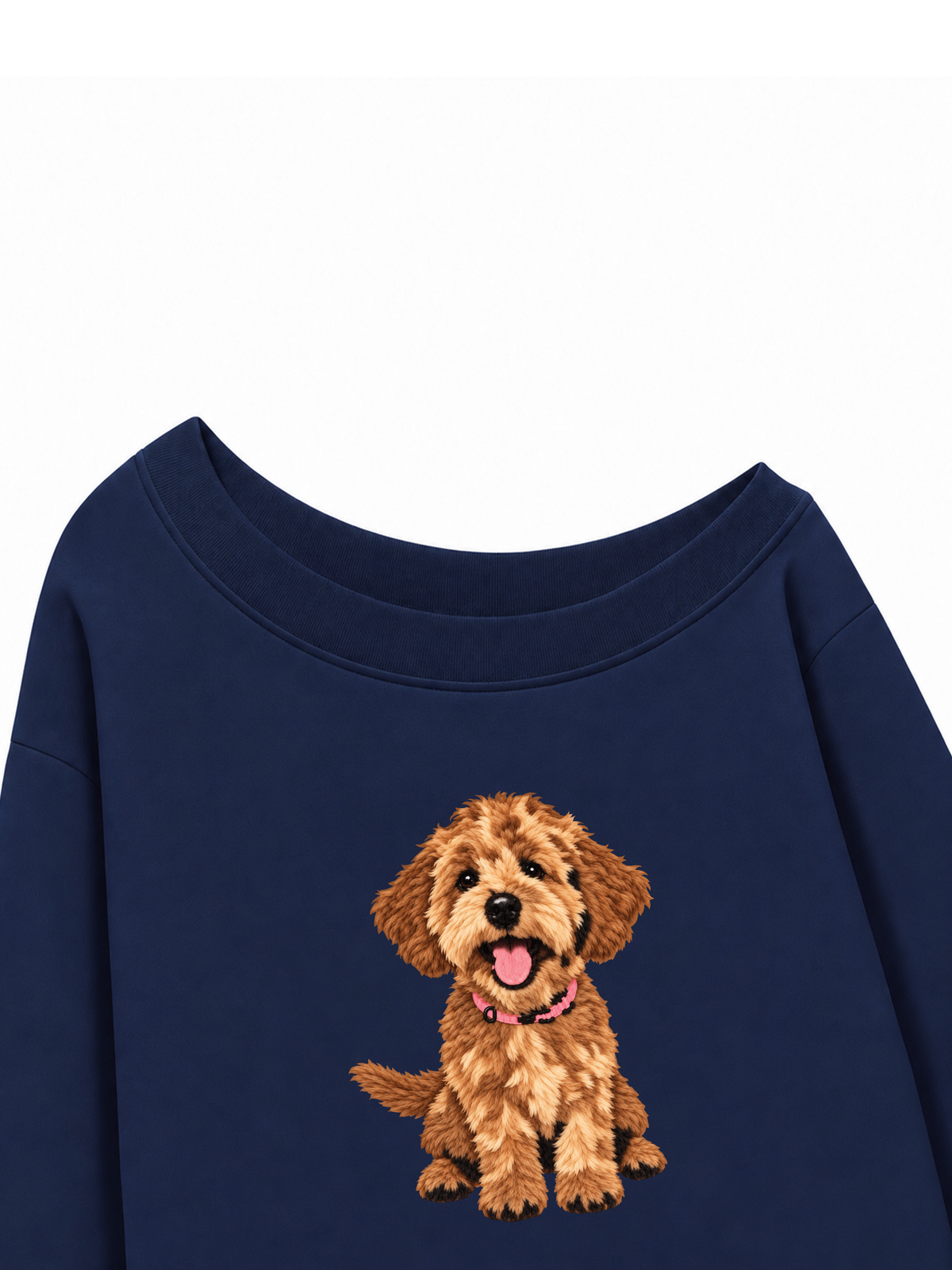 Áo Sweater Lệch Vai Nỉ Hai Da Cute Brown Puppy