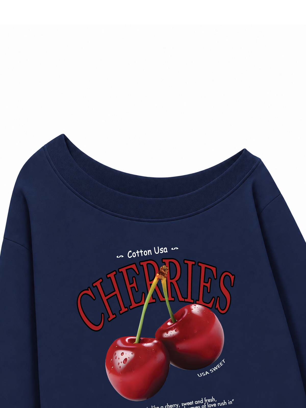 Áo Sweater Lệch Vai Nỉ Hai Da Tropical Cherries Sweet